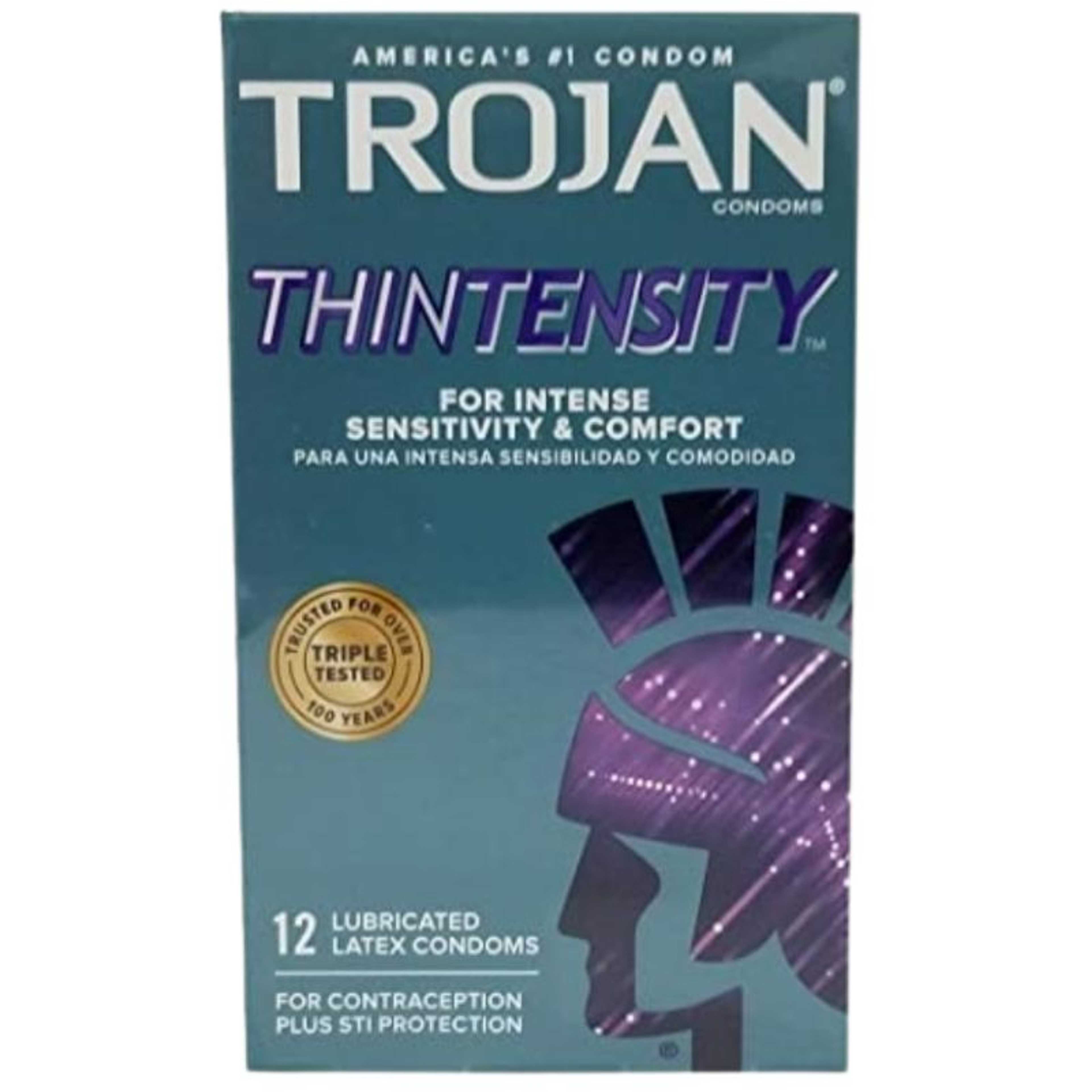 Trojan Condoms Thintensity For Intense Sensitivity & Comfort 12 Lubricated Condoms