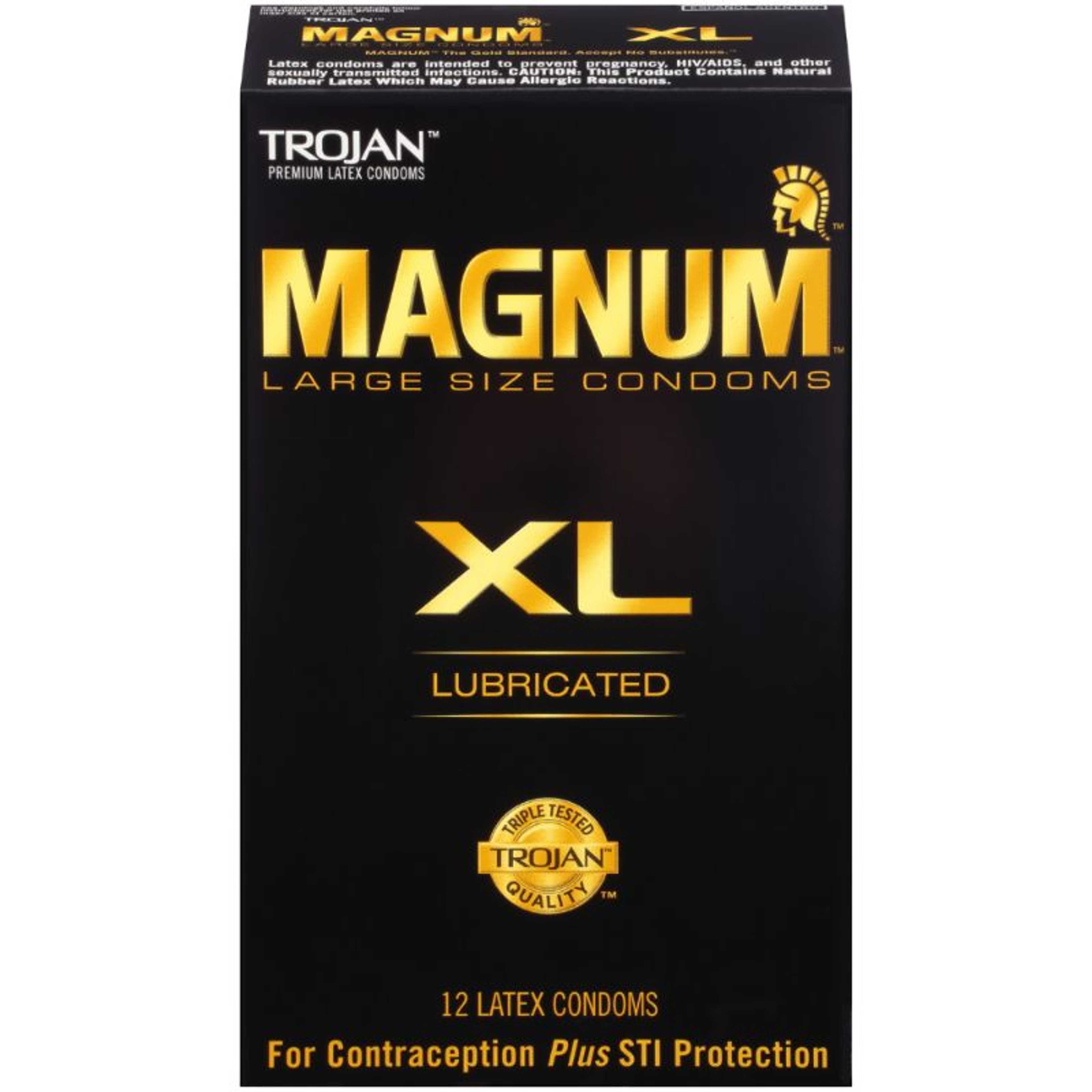 Trojan Premium Magnum Large Size (XL) Condoms 12 Lubricated Latex Condoms