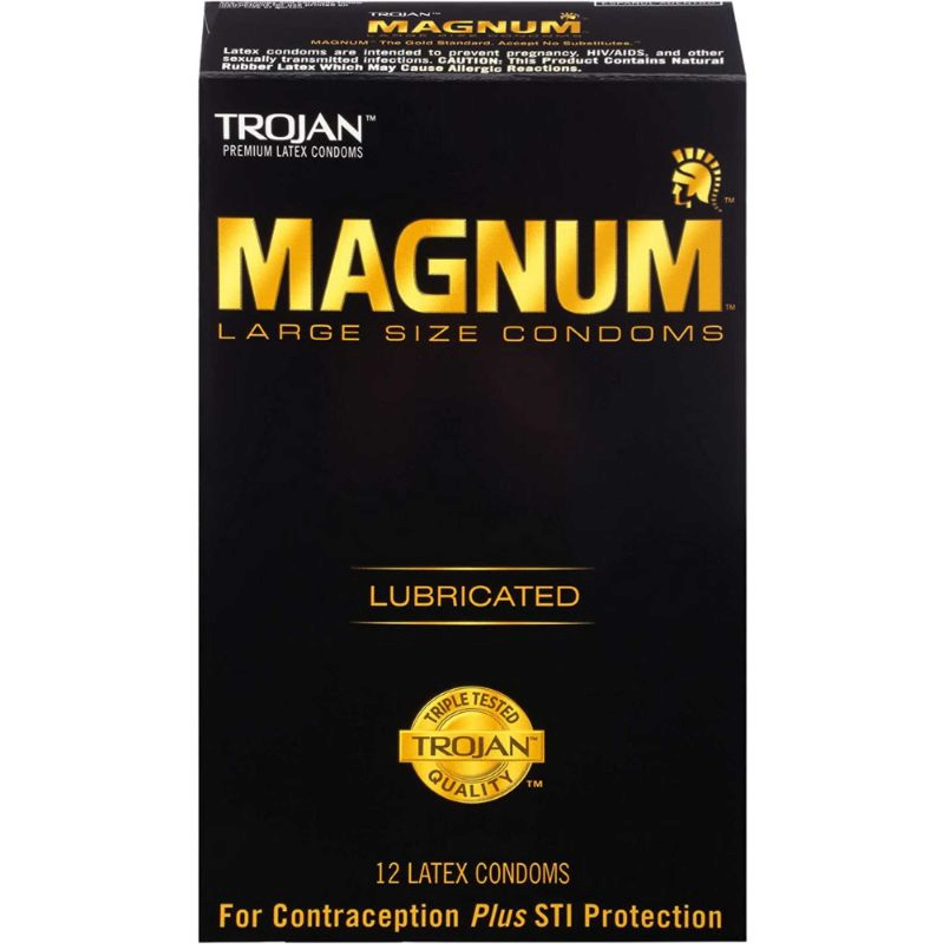 Trojan Premium Magnum Large Size Condoms 12 Lubricated Latex Condoms