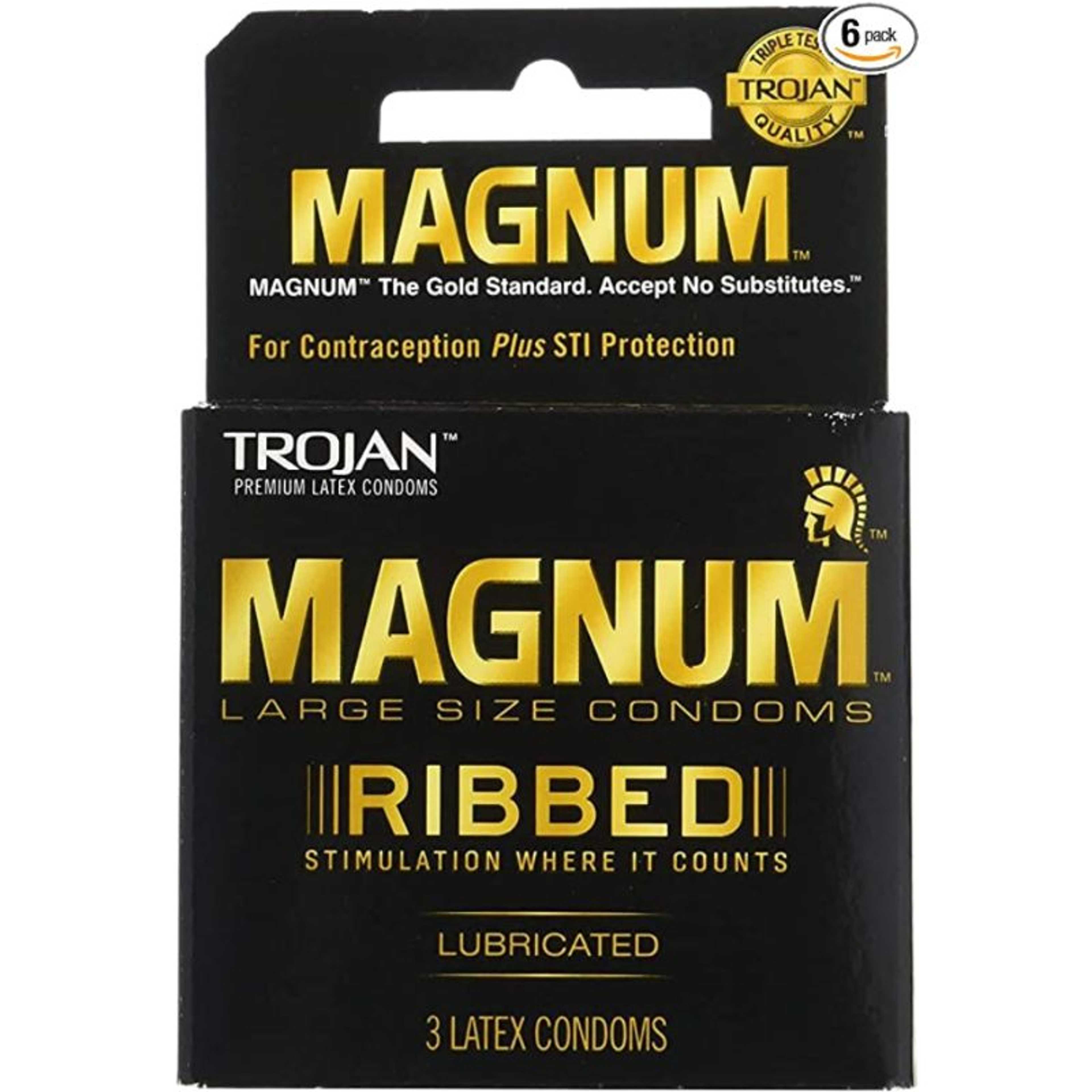 Trojan Premium Magnum Large Size Condoms Ribbed Simulation 3 Lubricated Condoms