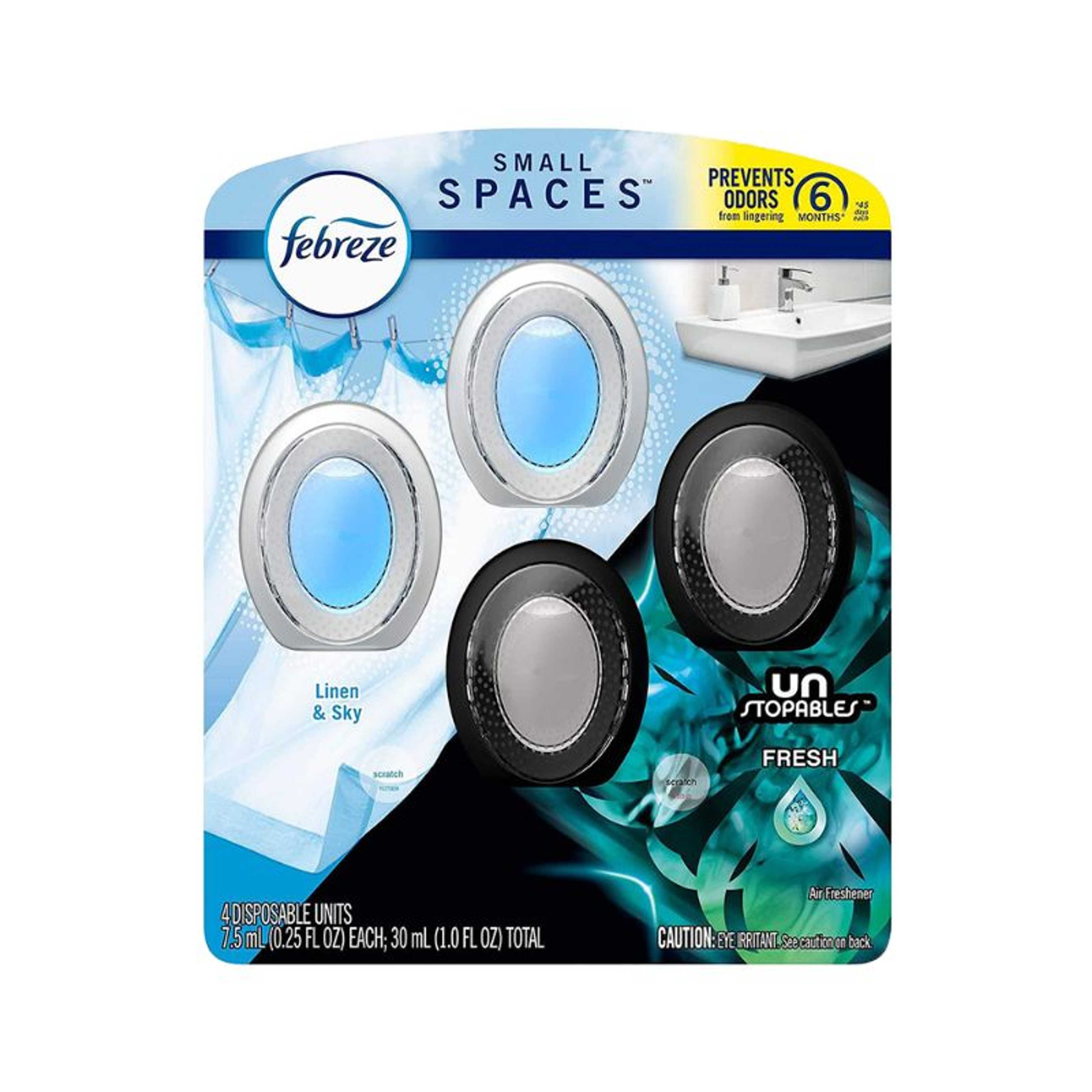 Febreze Unstopables Small Spaces Fresh Air Freshener 4 Disposable Units