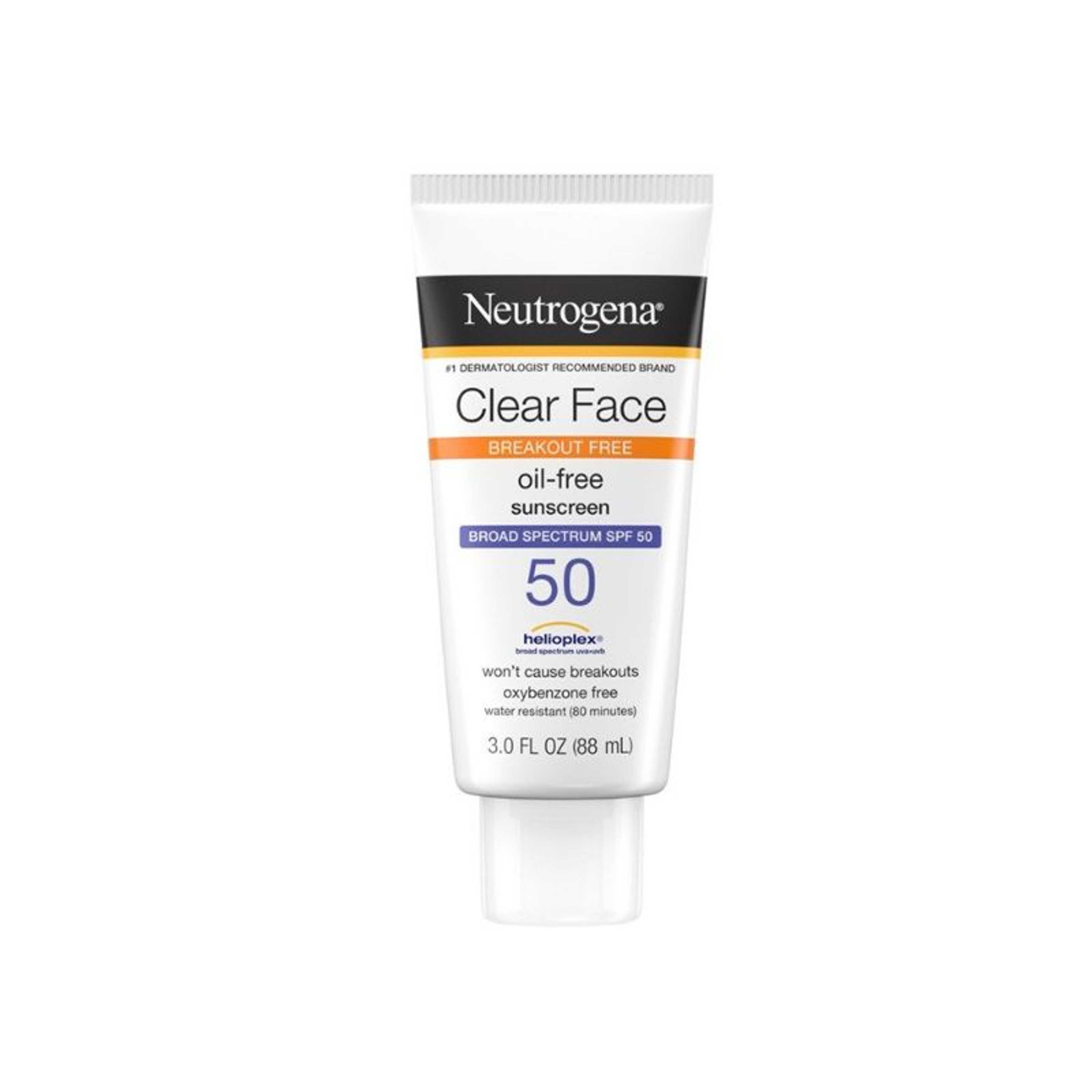 Neutrogena Clear Face (oil-free) Sunscreen with SPF 50, 3 fl. Oz. (88 ml)