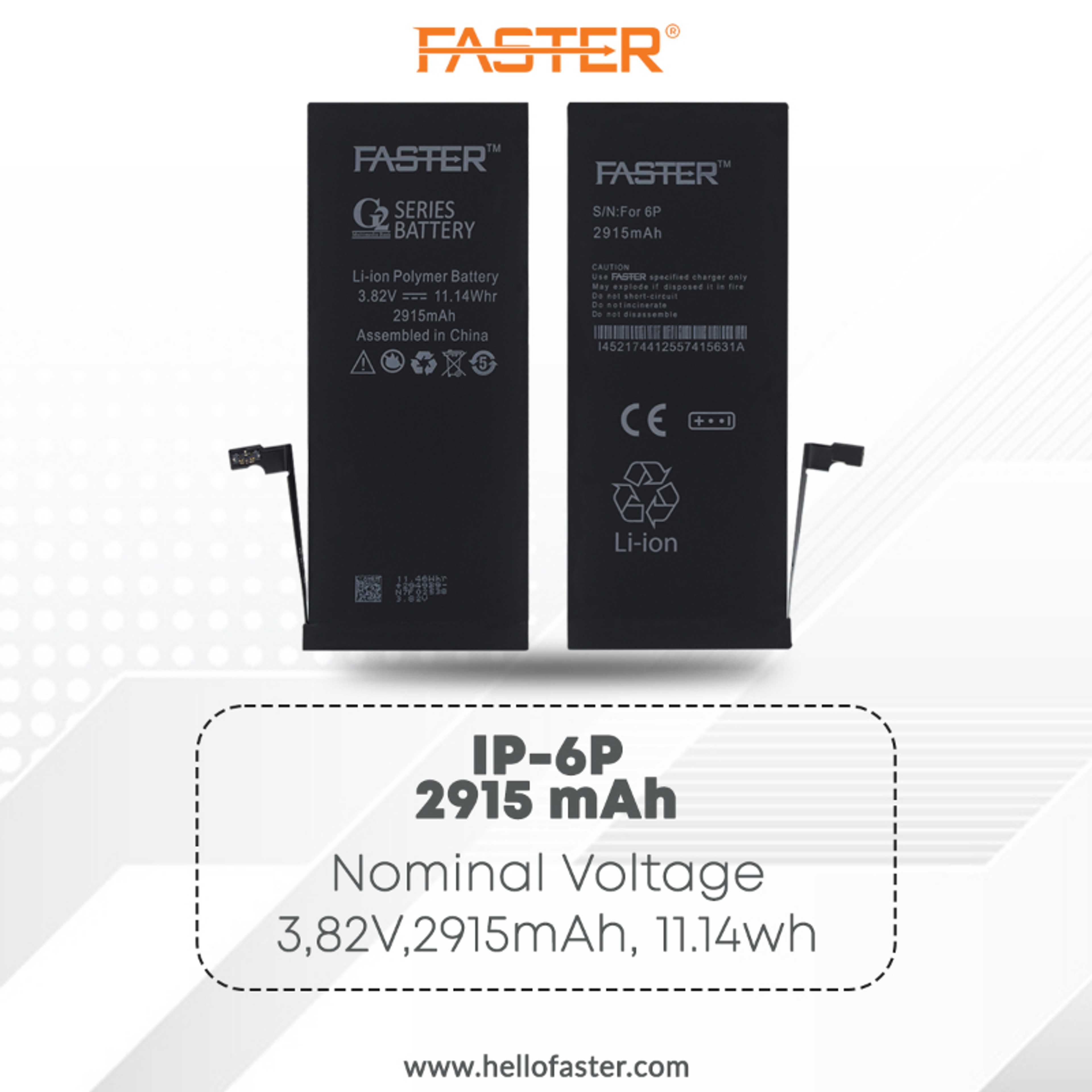 Faster Iphone 6 Plus Battery 2915 mAh Capacity - Original Iphone 6P Battery - Li-ion Polymer Battery
