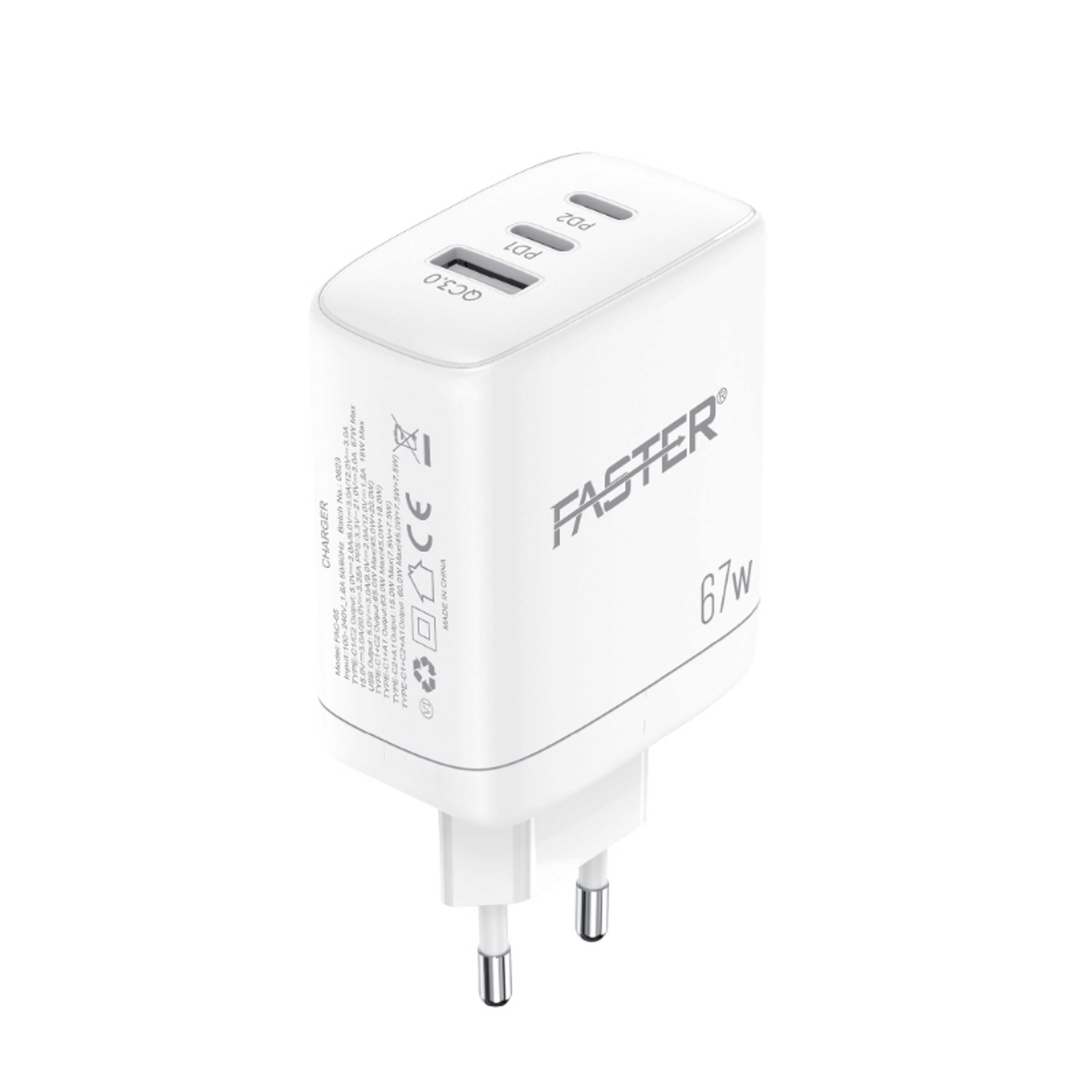 FASTER PD-67W Charger High Quality Fast Charger Pd Charger QC 3.0A With PD Cable