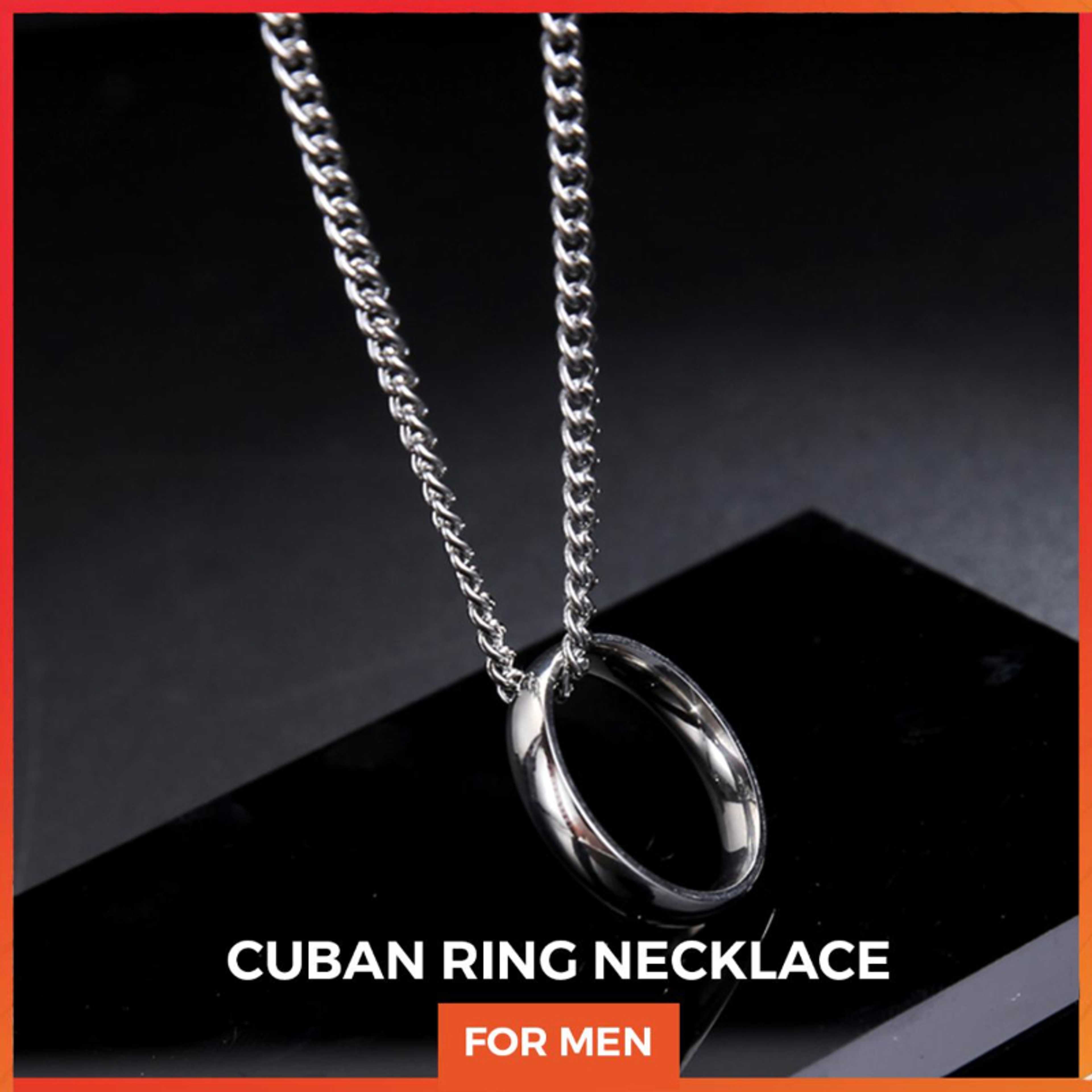 Silver ring chain Necklace Never Fade Stainless Locket Necklace Pendant for Boys & Men