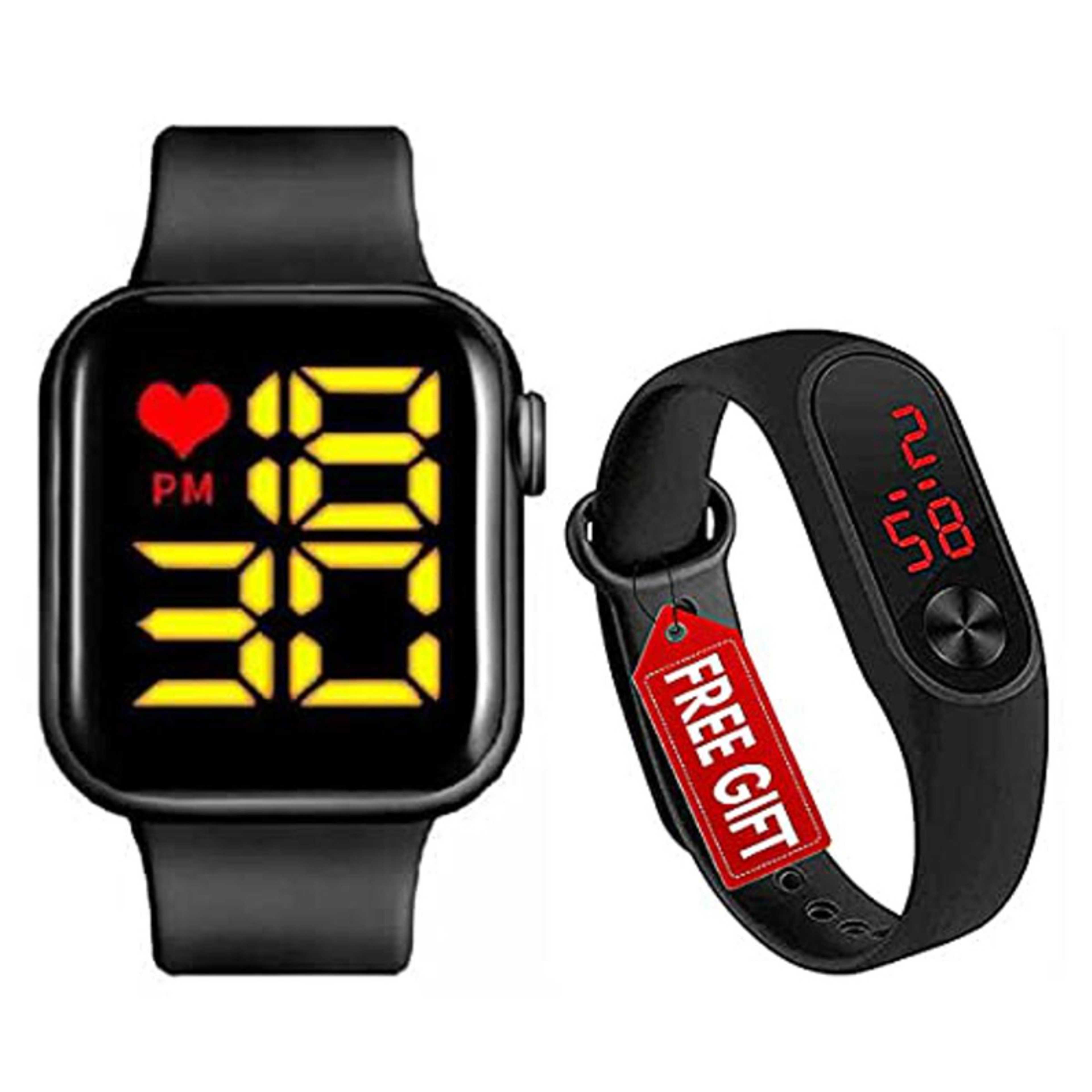 Pack of 2 Buy 1 Get 1 Free Digital Square Wrist Watch LED Display For Girls/Women/kids - Girls Watches