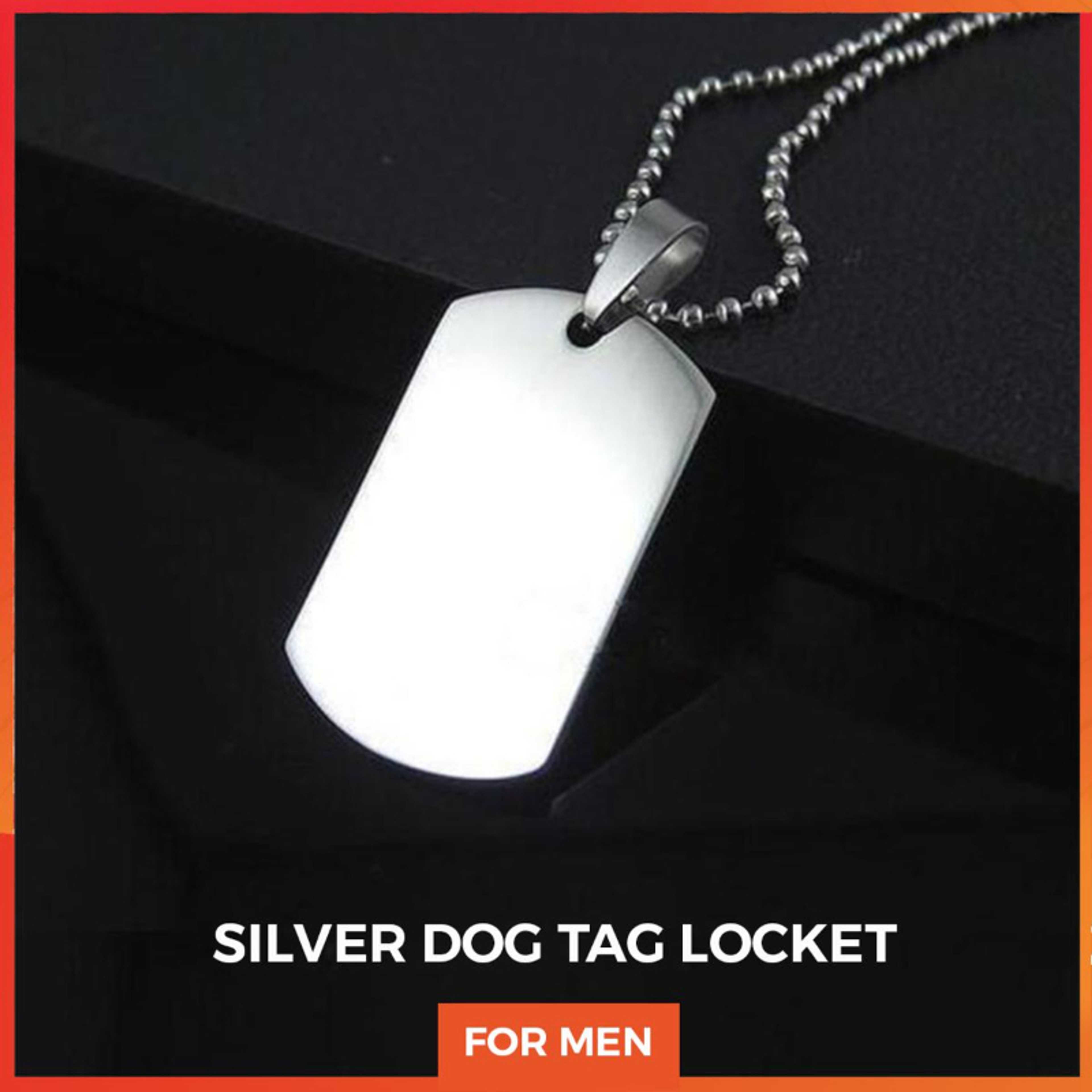 Silver Stainless Steel Dog Tag Necklace with chain For Men/Boys - High Quality