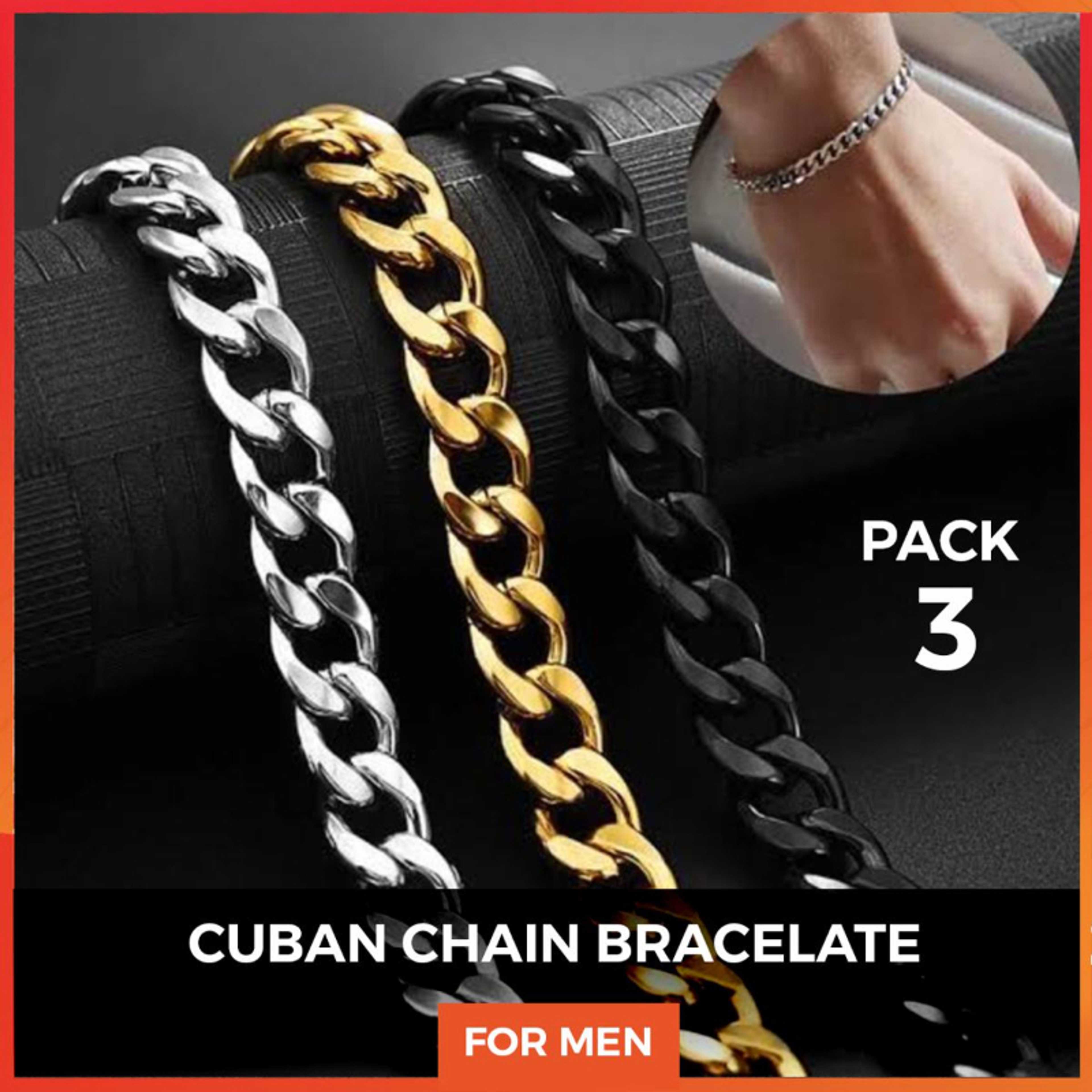 Pack of 3 Cuban Chain Bracelet For Men's Premium Quality 3piece