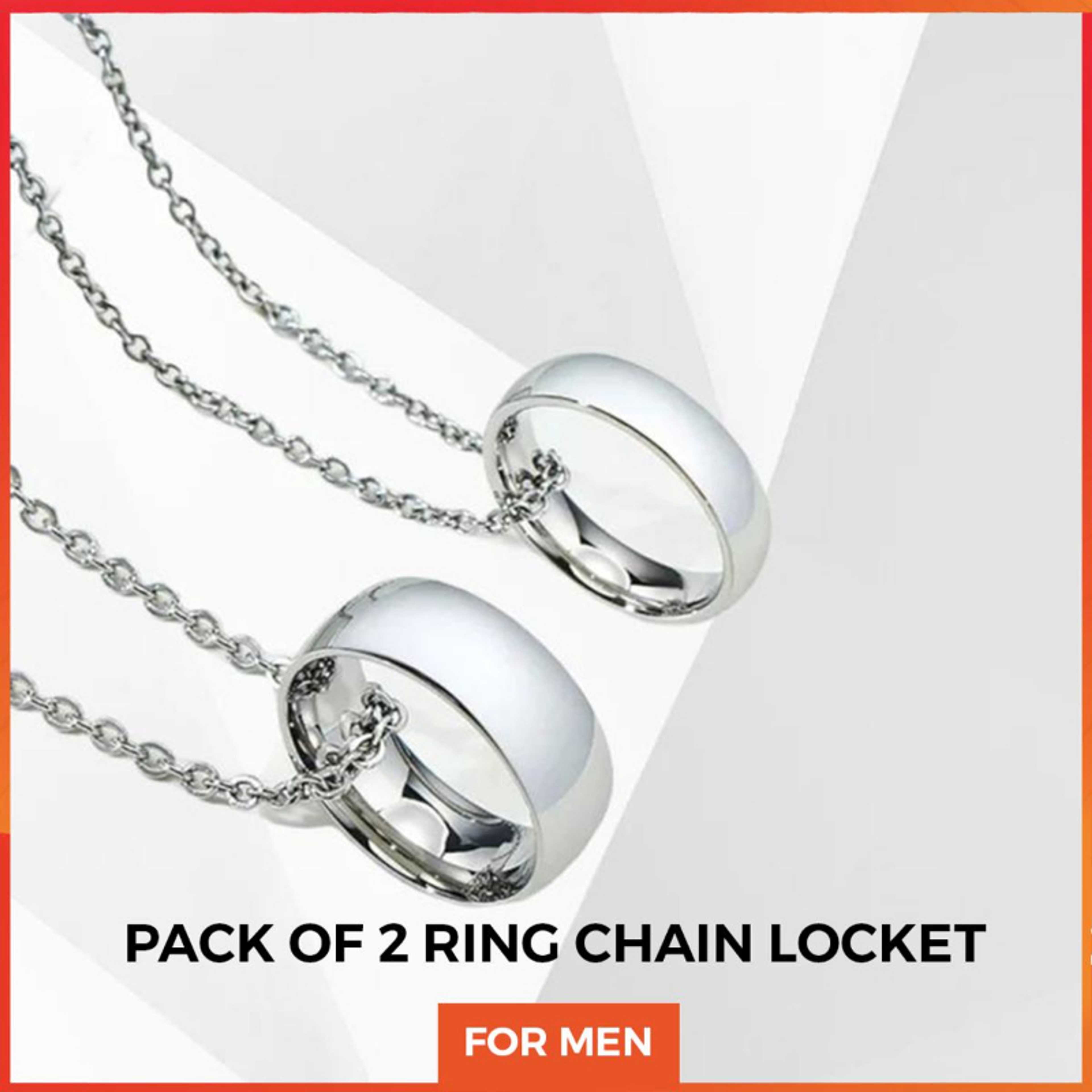 Pack of 02 Silver Ring Locket / pandent For Men