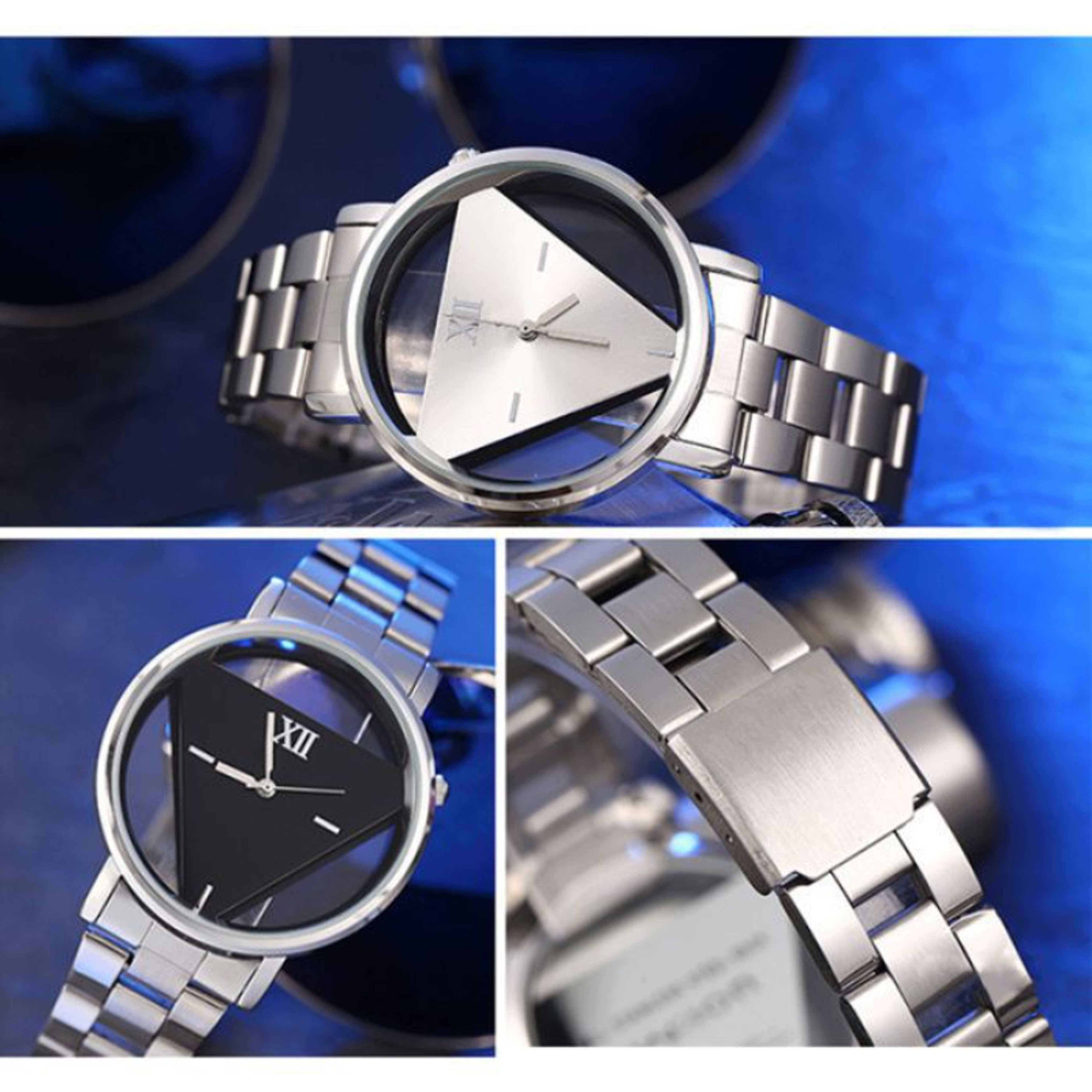 New Triangle Classic Watch for Men / Boys - Stylish Stainless Steel Analog Quartz date Mens Watches