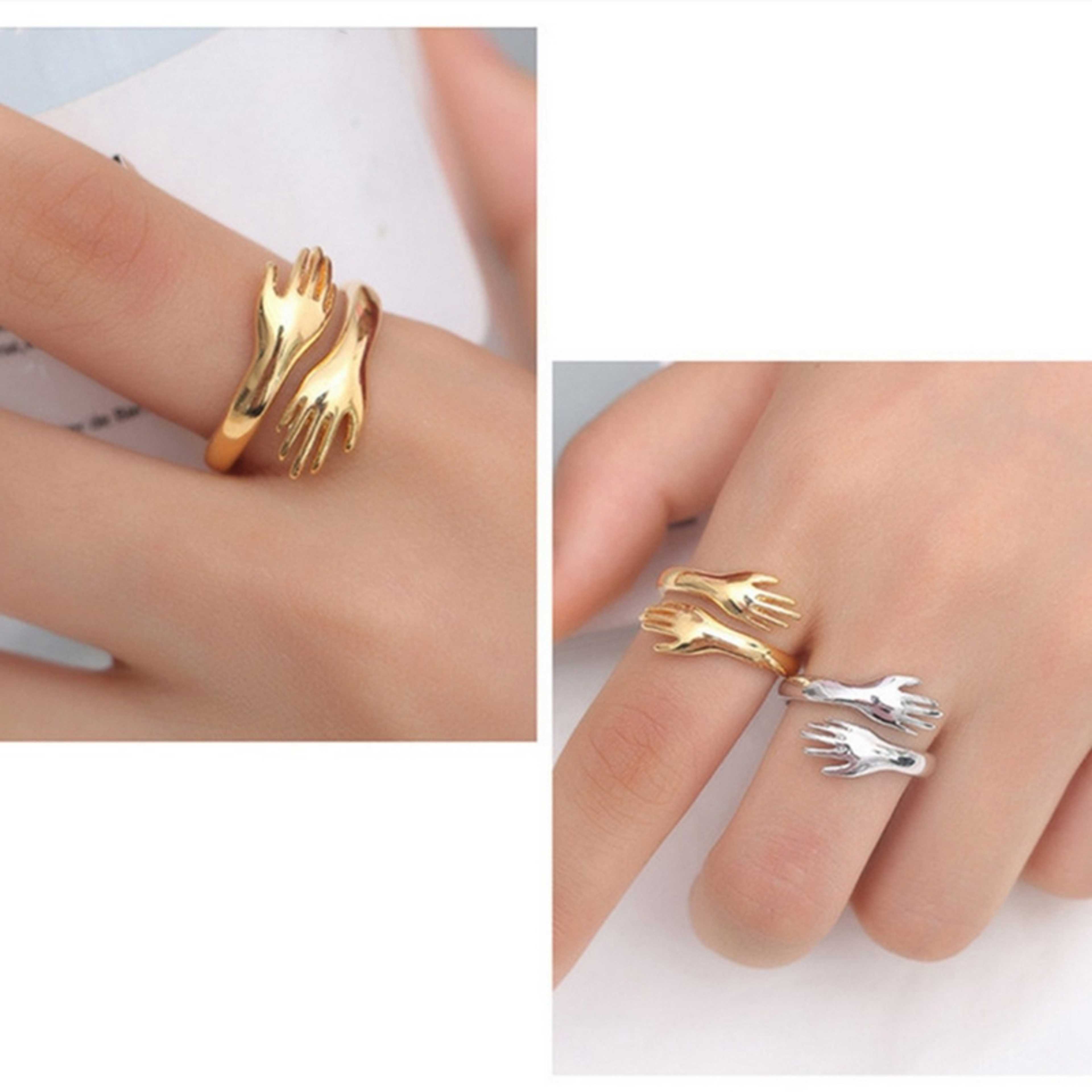 Male / Female Rings, Hug Pattern Finger Ring Metal Circlet Nice Gift