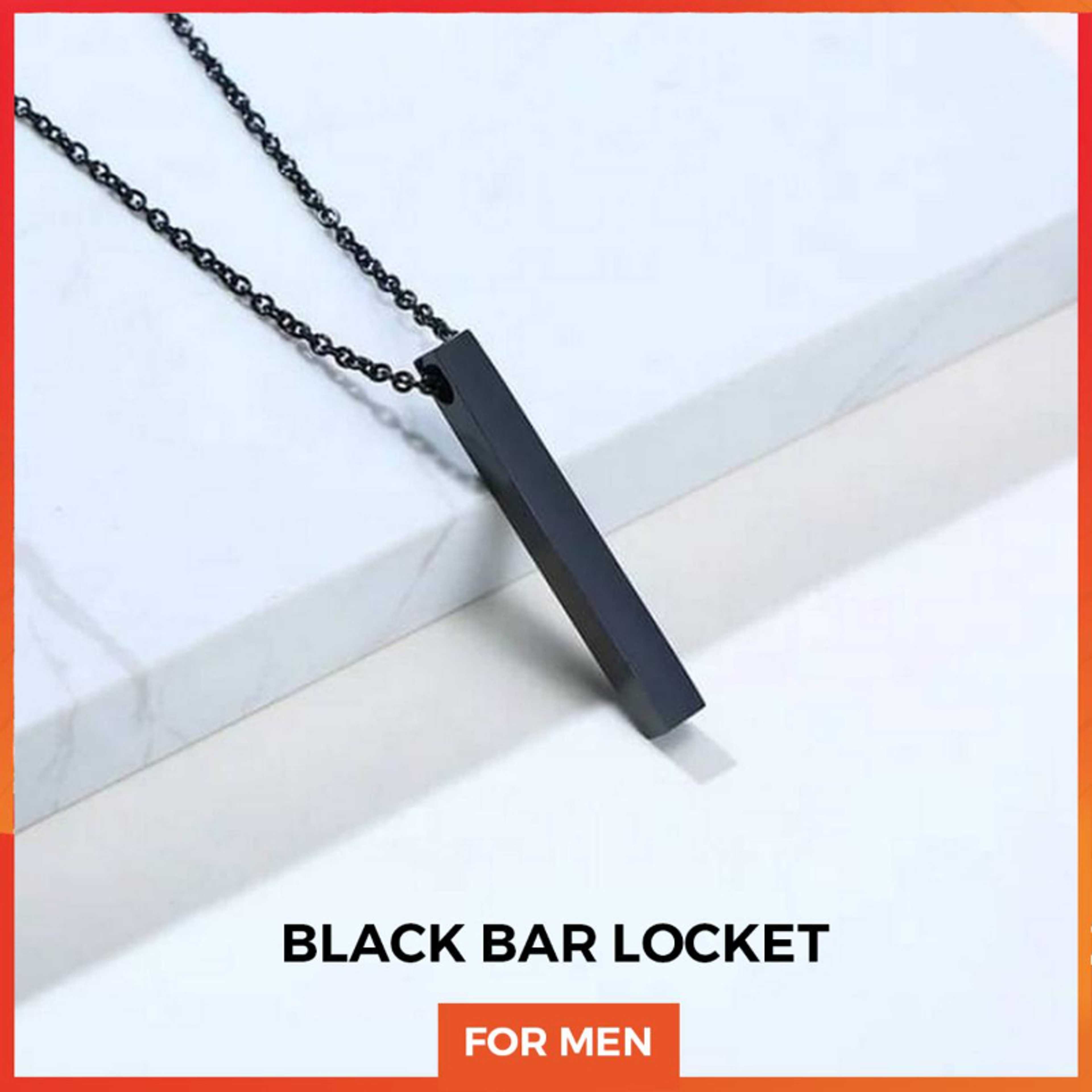 Black Vertical Bar Necklace/Locket/Chain for Men/boys