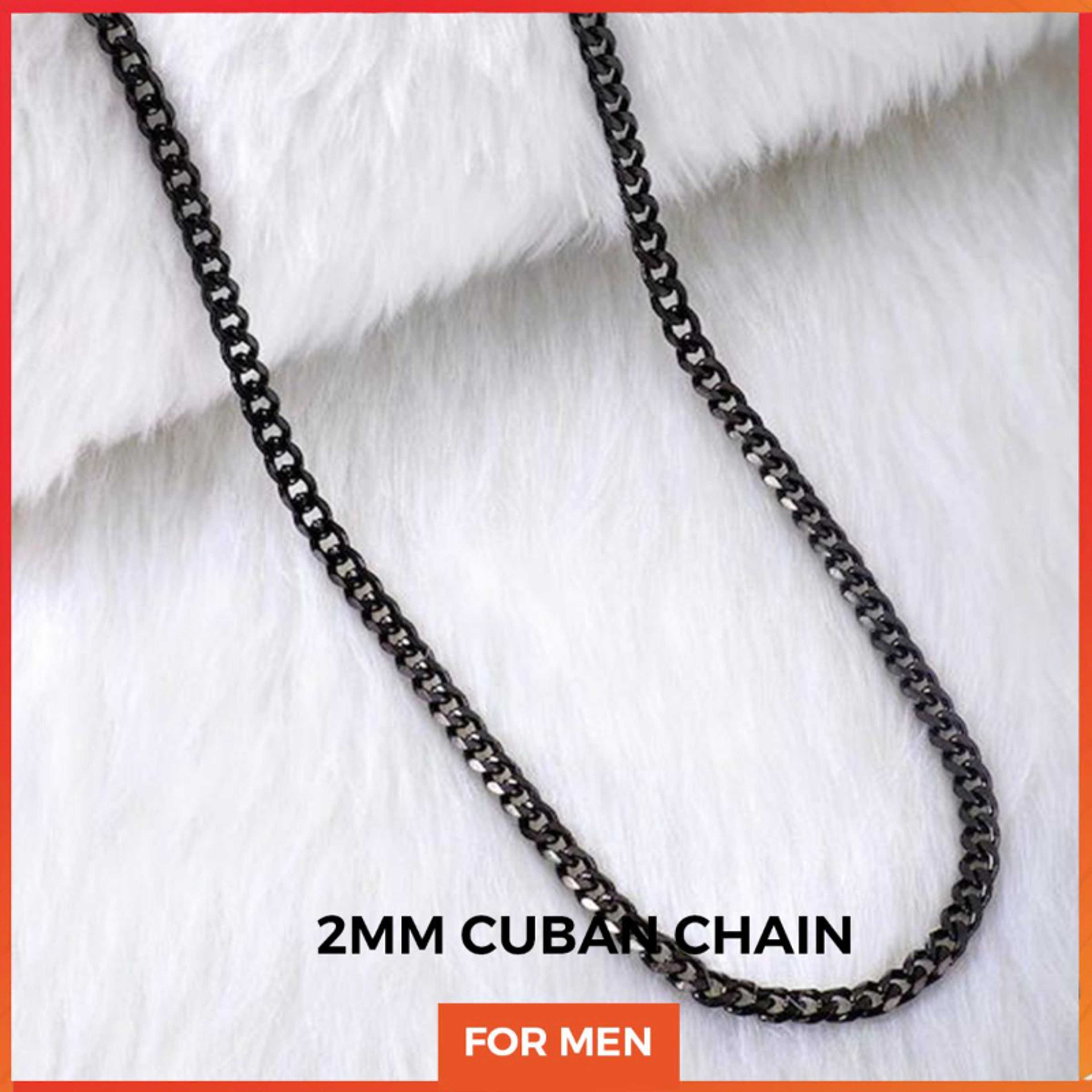 Black Italian Thin Cuban Chain For Men/Boys Neck