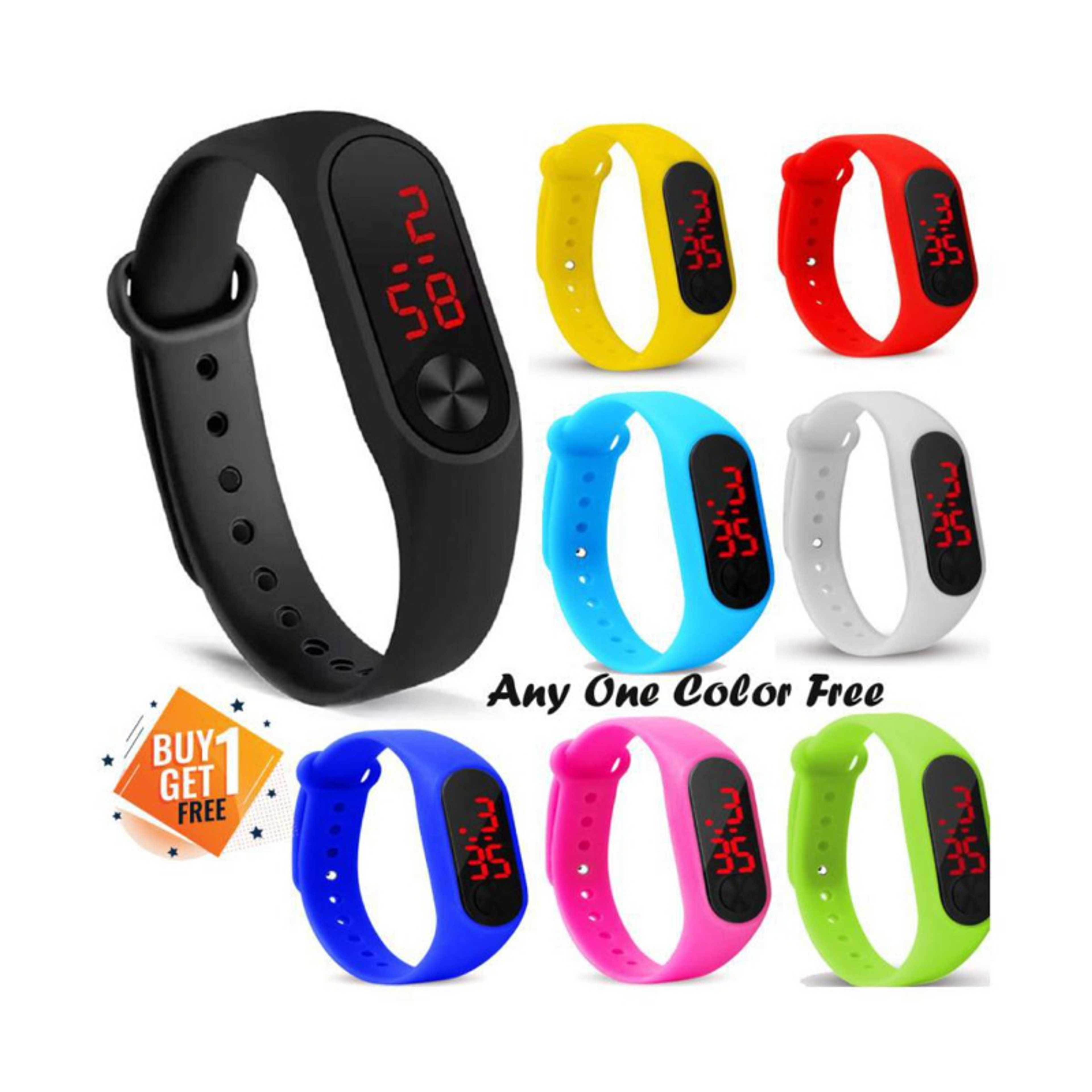 Pack of 2 M3 Touch LED Sports Bracelet Digital Wrist Band - Smart Watch for Hand - Multicolor