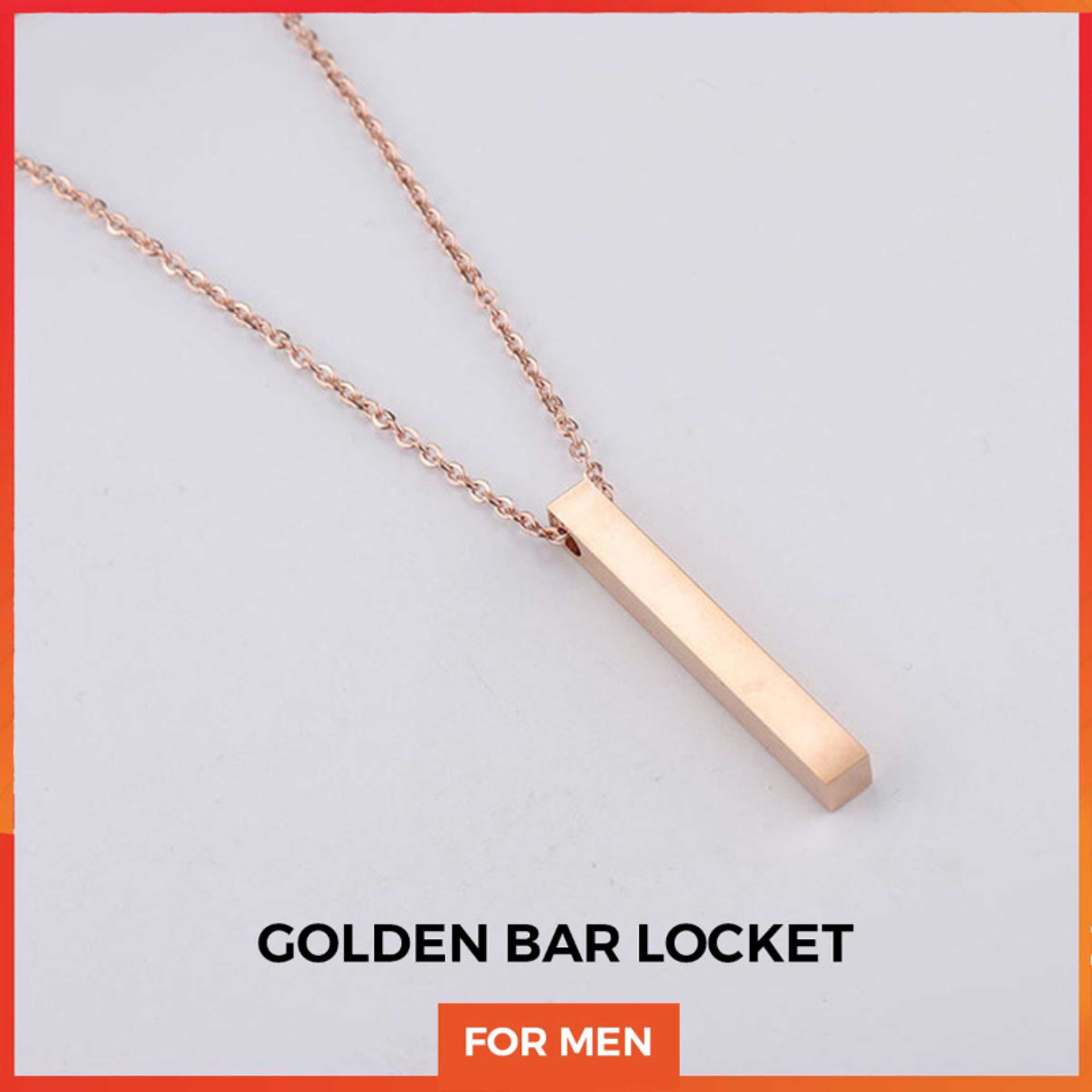 Golden Vertical Bar Necklace/Locket/Chain for men/boys