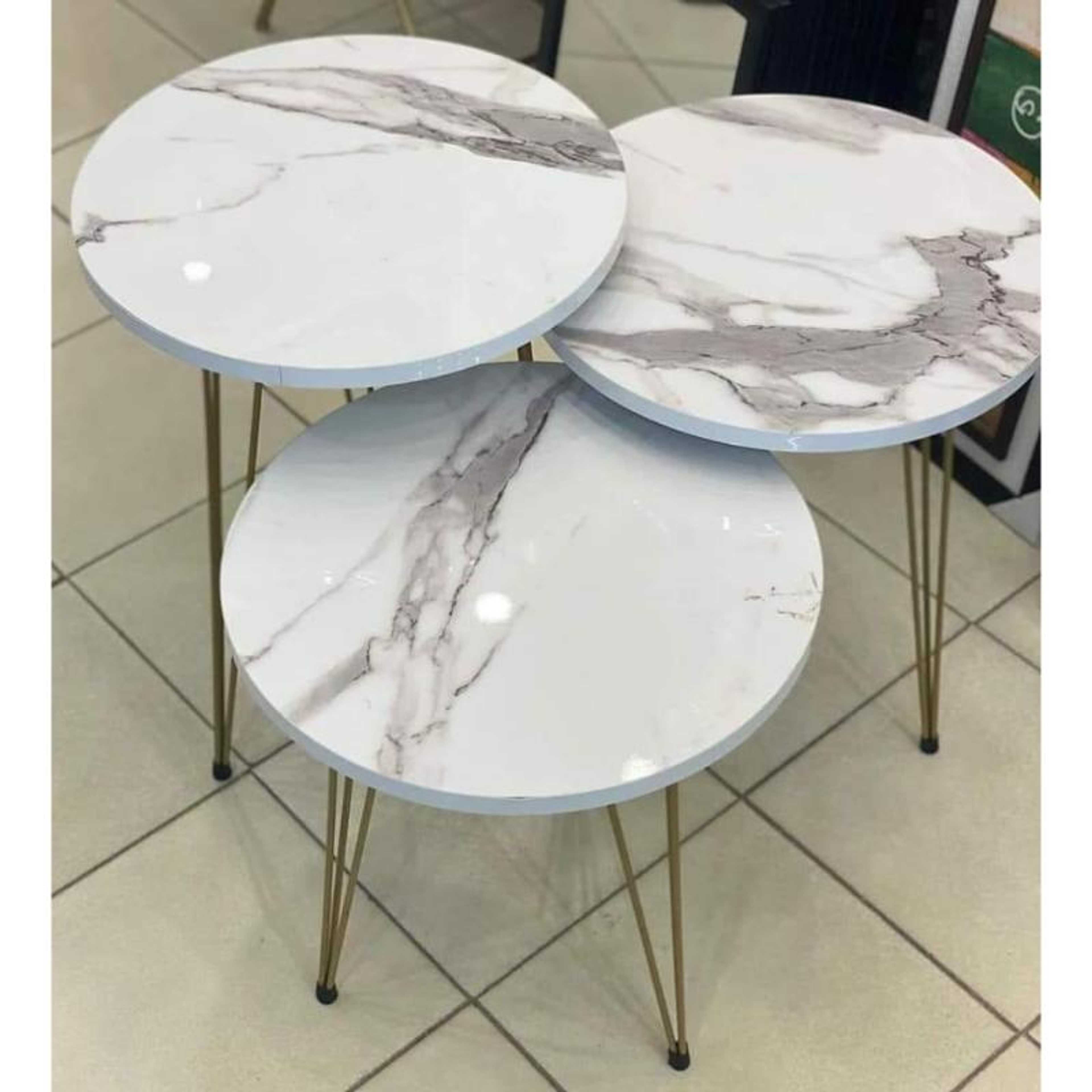 Nesting Table With Metal Stand Glossy Round Top Set of 3 Round table Table Decoration Coffee Table Set Side Table round side table