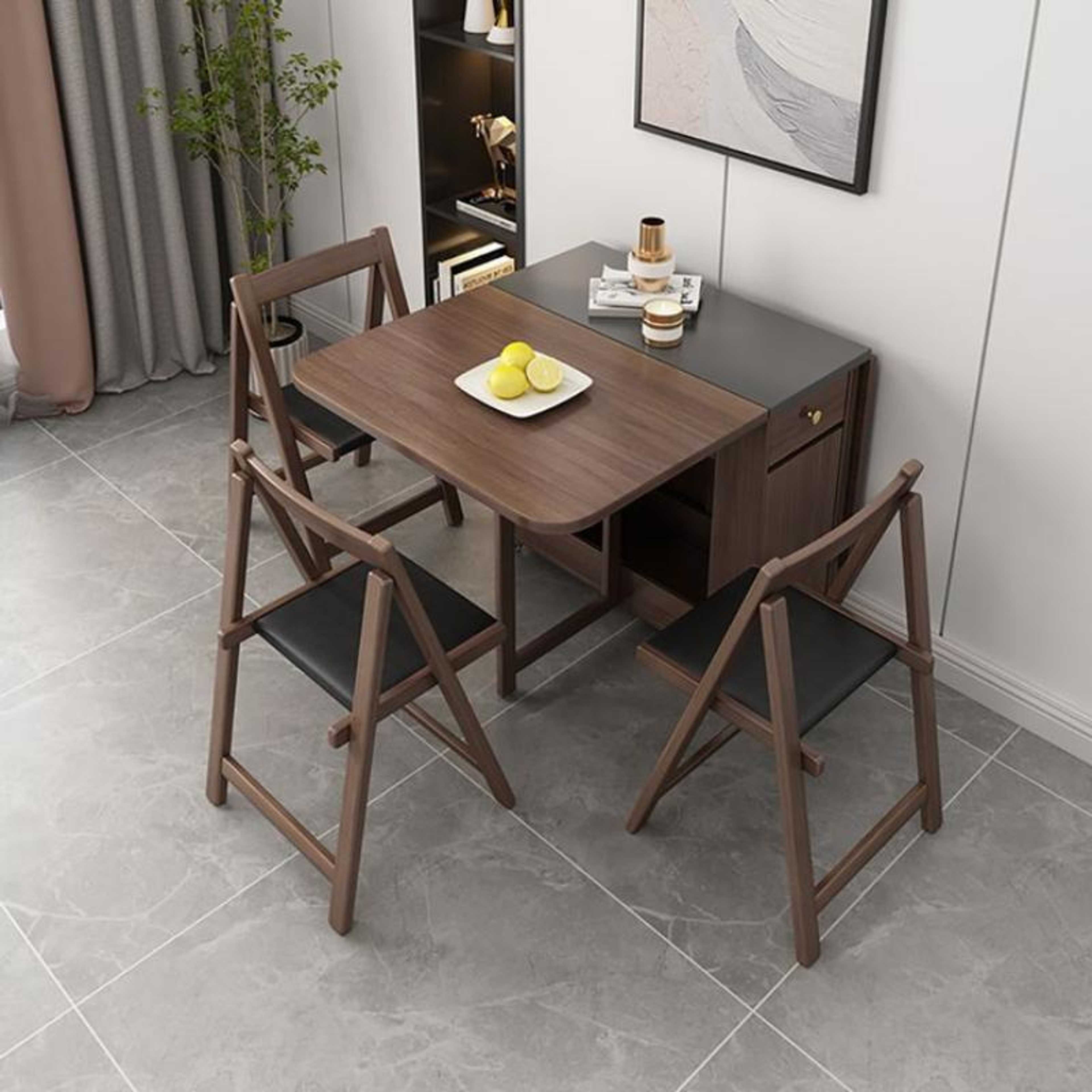 Folding dining table with chairs