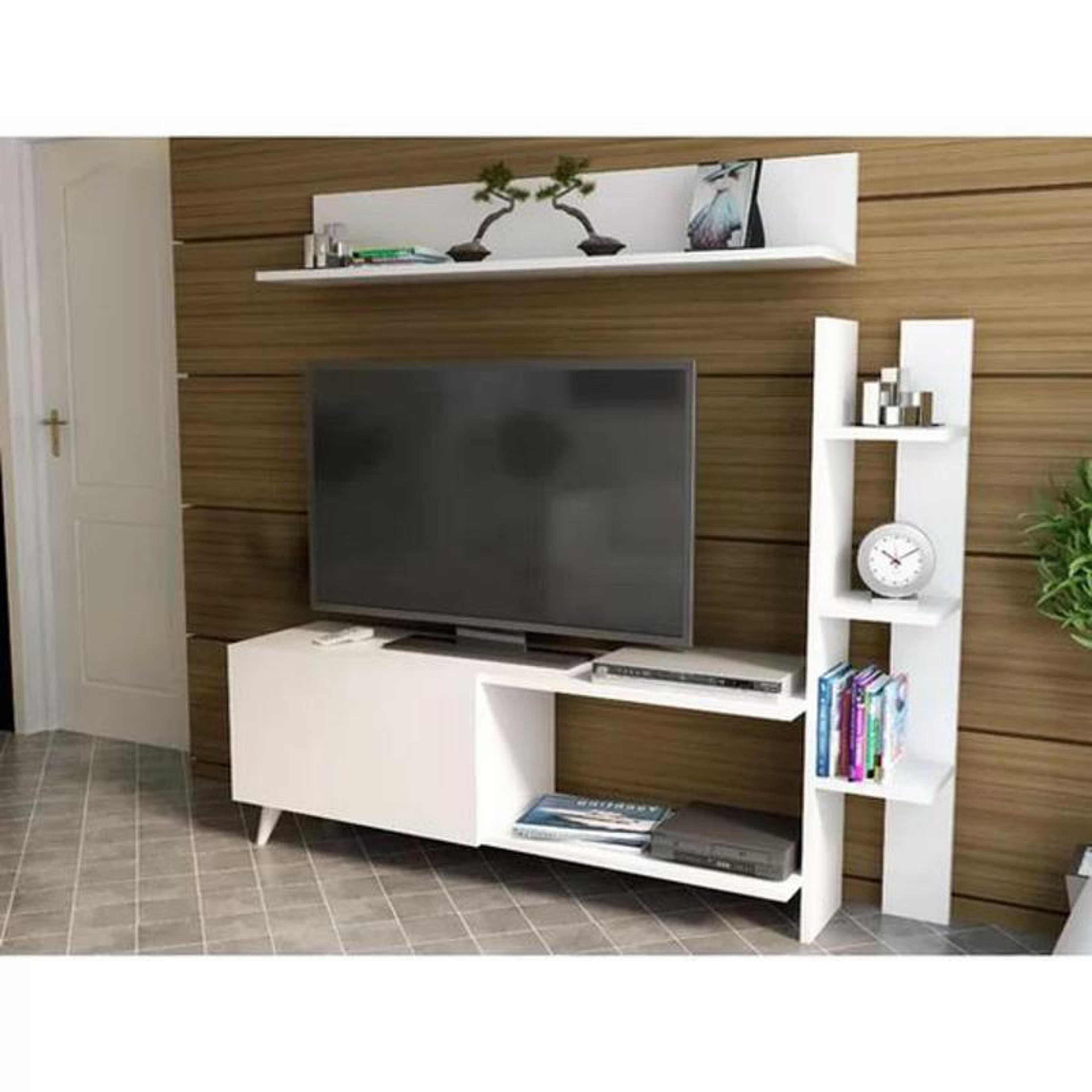 Toheed wood TV stand media unit entertainment wall for TVs up to 65