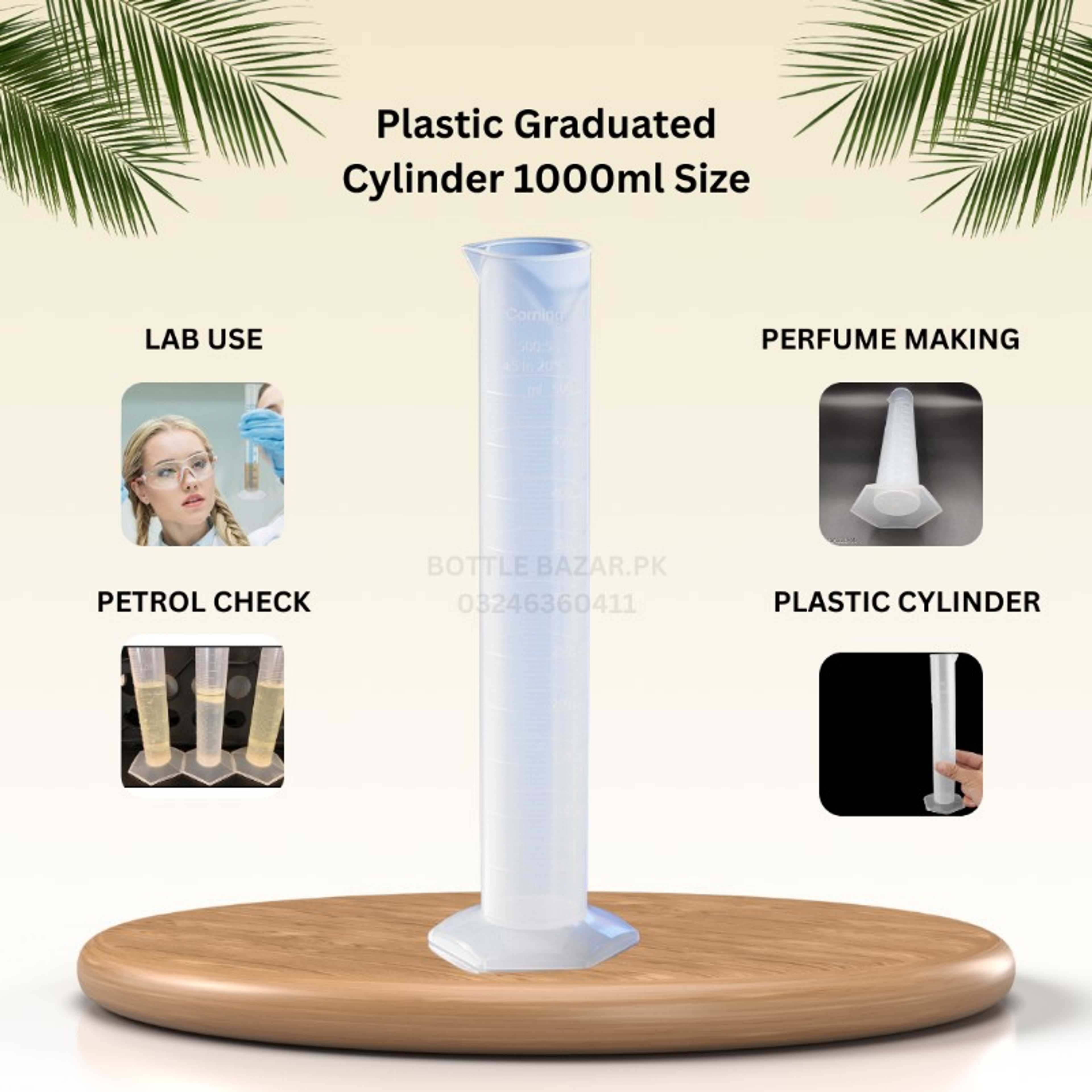 Graduated Cylinder 1000ML1liter Transparent Plastic Graduated Cylinder Laboratory-Specific Laboratory Supplies laboratory equipment