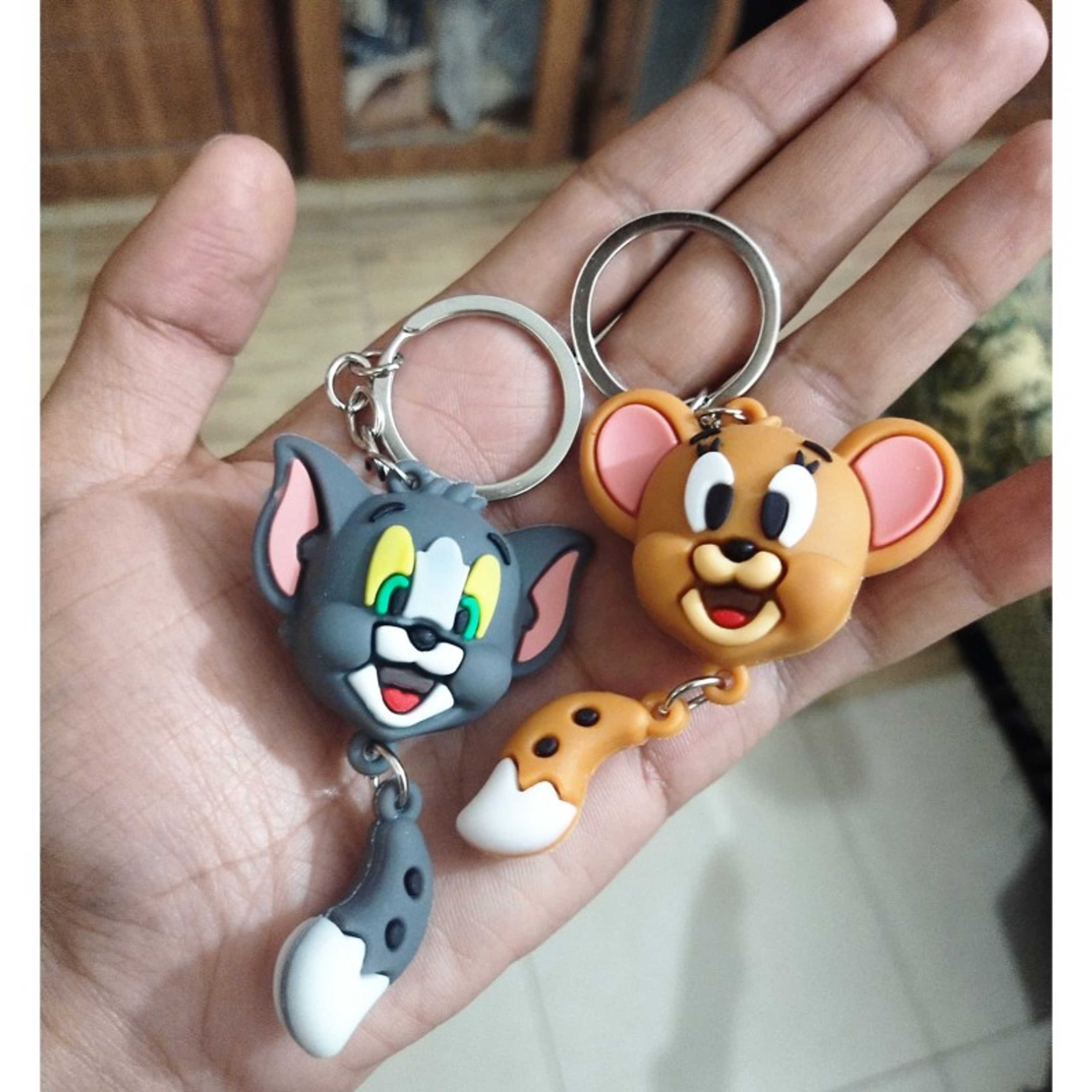 PACK OF 2 TOM AND JERRY SOFT SILCONE MADE KEYCHAIN FOR BOYS AND GIRLS SOFT SILICONE RUBBER CARTOON ANIME KEYCHAIN   Tom and Jerry Ornament KEYCHAIN Birthday Gifts