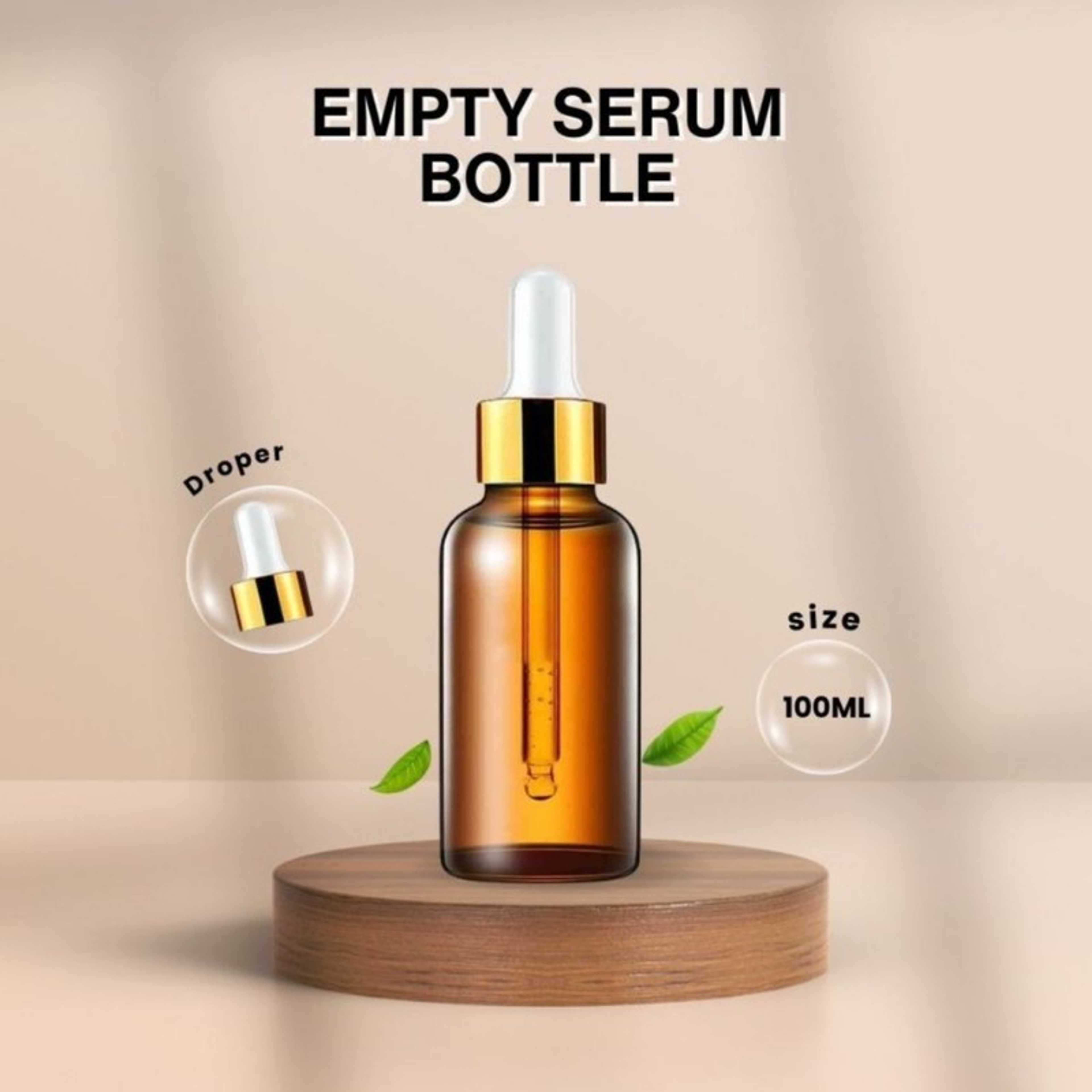Empty Serum Glass Bottle with Dropper Golden 100 ml Cosmetic Multicolor color serum dropper glass Refillable Bottle