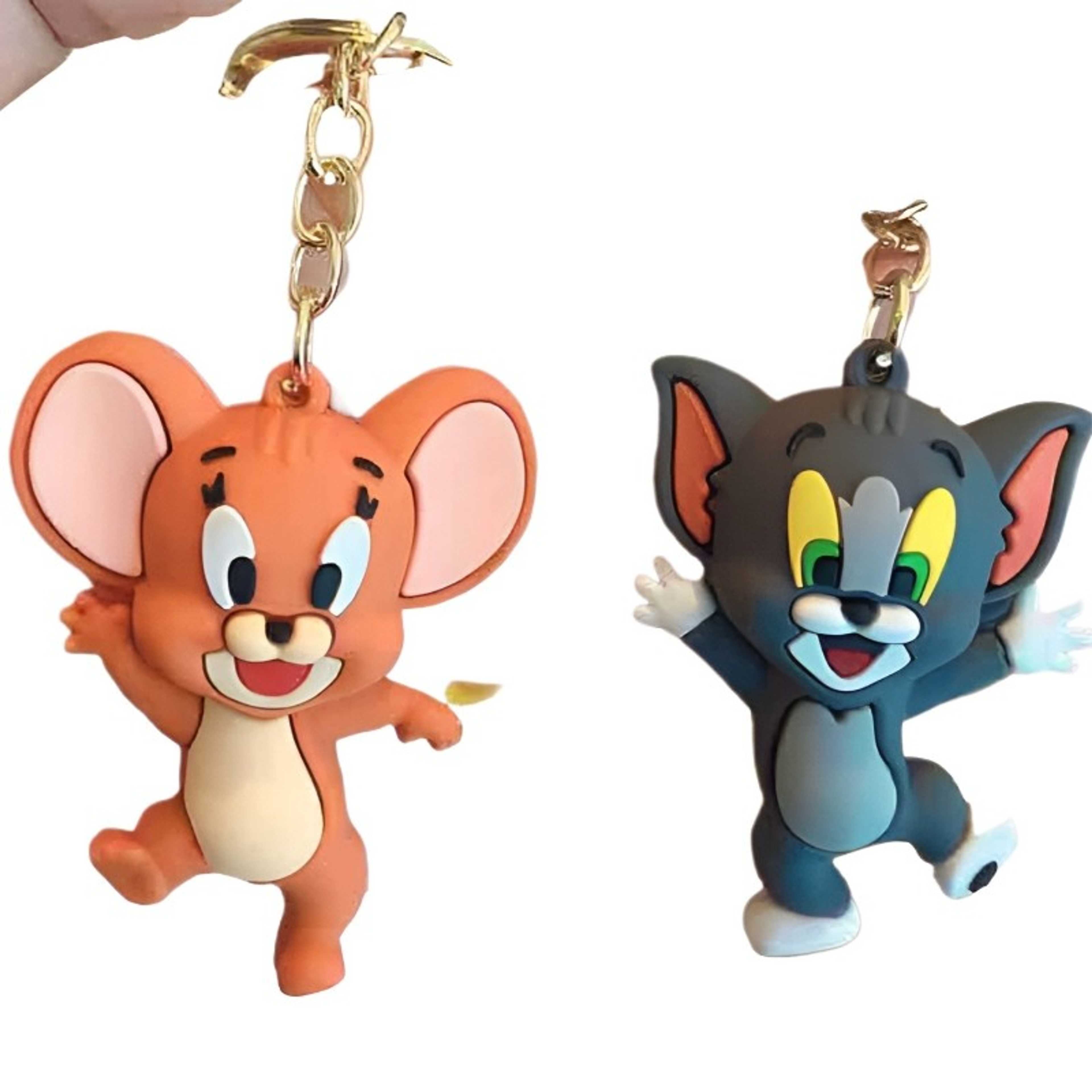 keychain Tom & jerry Cute 3D Tom and Jerry Keychain Key Chain Silver Colour Keychain for men & Women keychain Keychain For Fashion Women Girls Tassel Bag Fluffy Bag Hanging Key