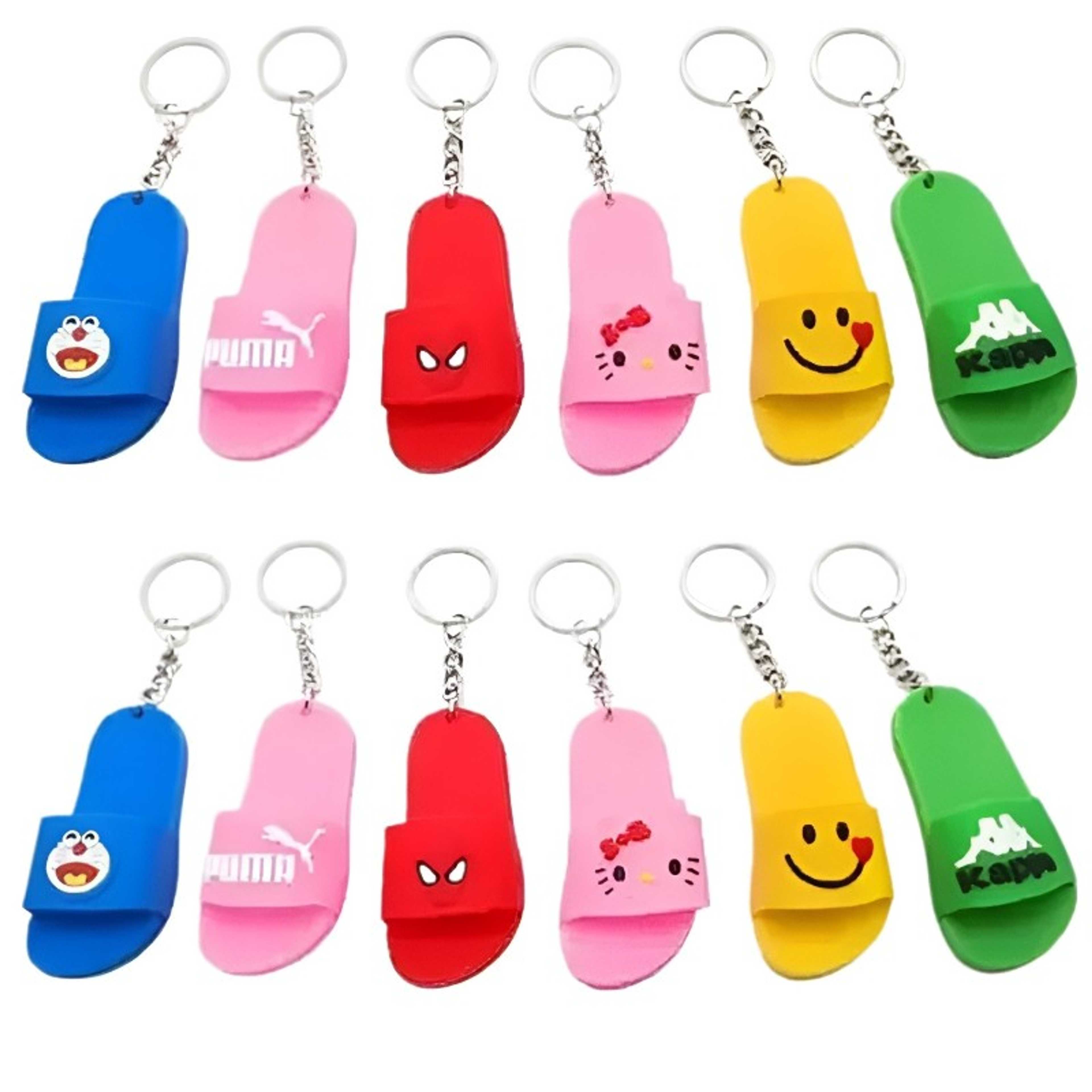 Cartoon Rubber Mini Simple Slipper Keychain (1Pcs) Random Colour & Designs