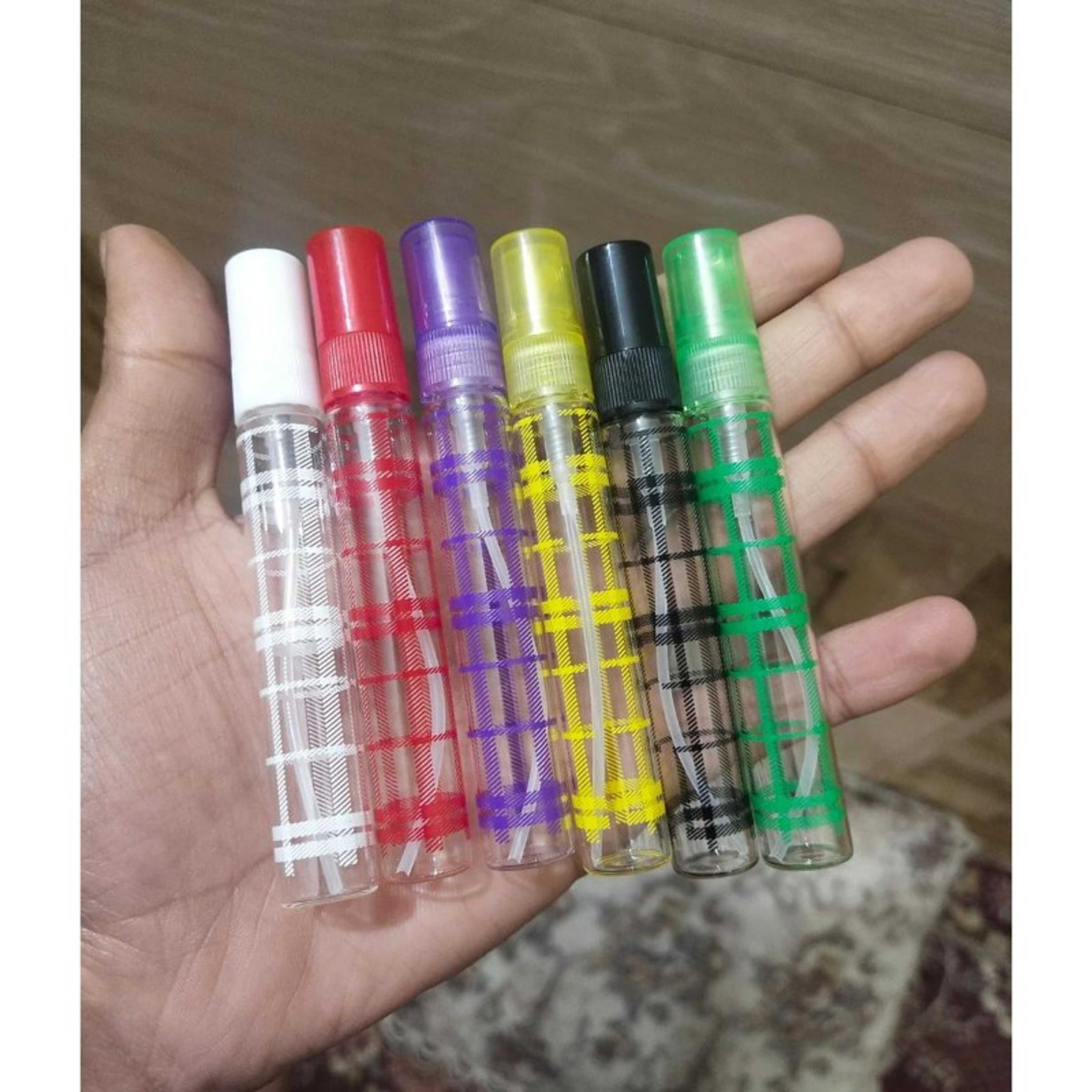 6 Pack Colorful Glass Perfume Atomizer Spray Glass Bottles Pack of (6) Empty Refillable for Lotion Toner Essential Oils(8ml )