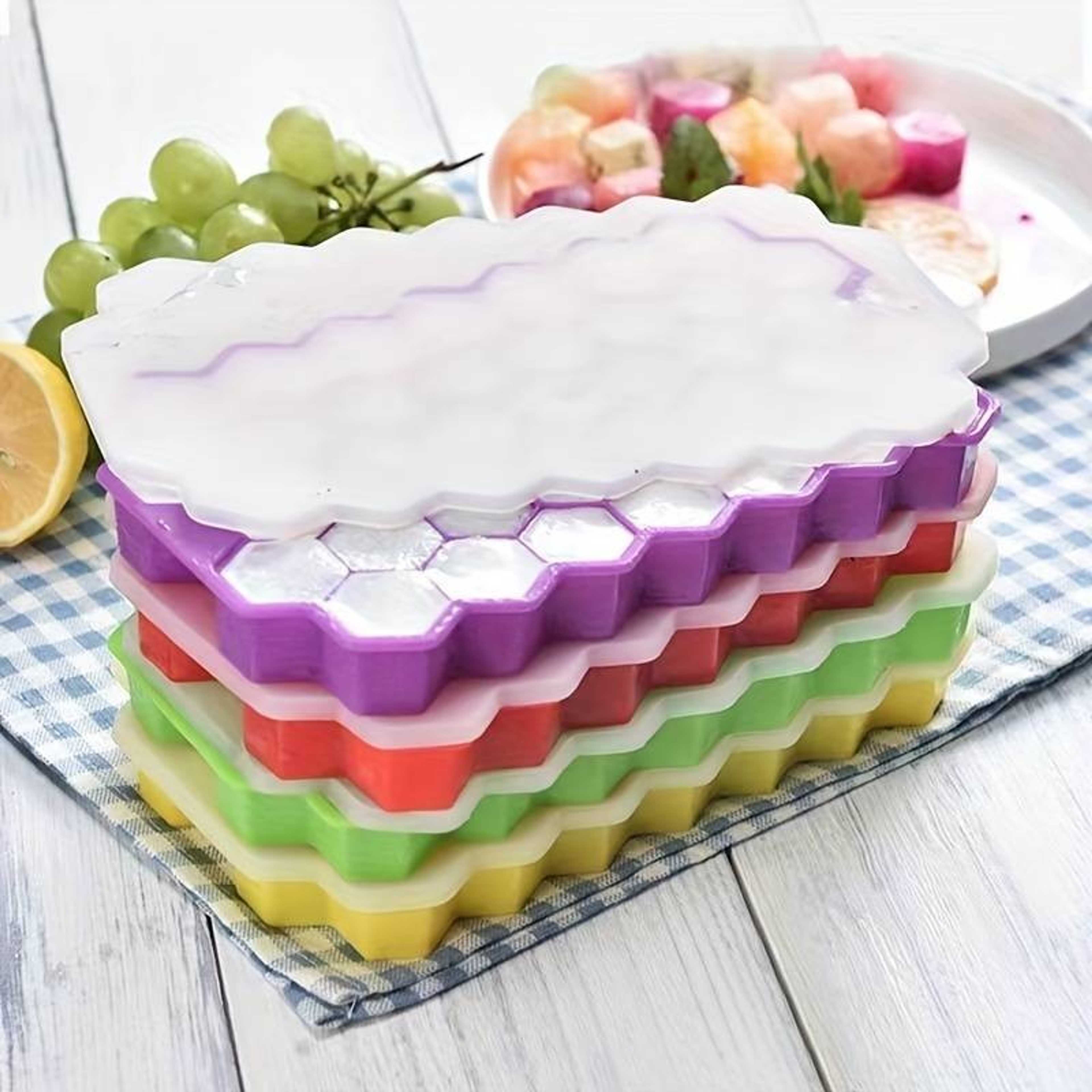 Home Kitchen Ice Cube Tray Summer Honeycomb Shape Ice Cube 37 Cubes Ice Tray Ices Cube Mold Storage Containers Drinks Molds