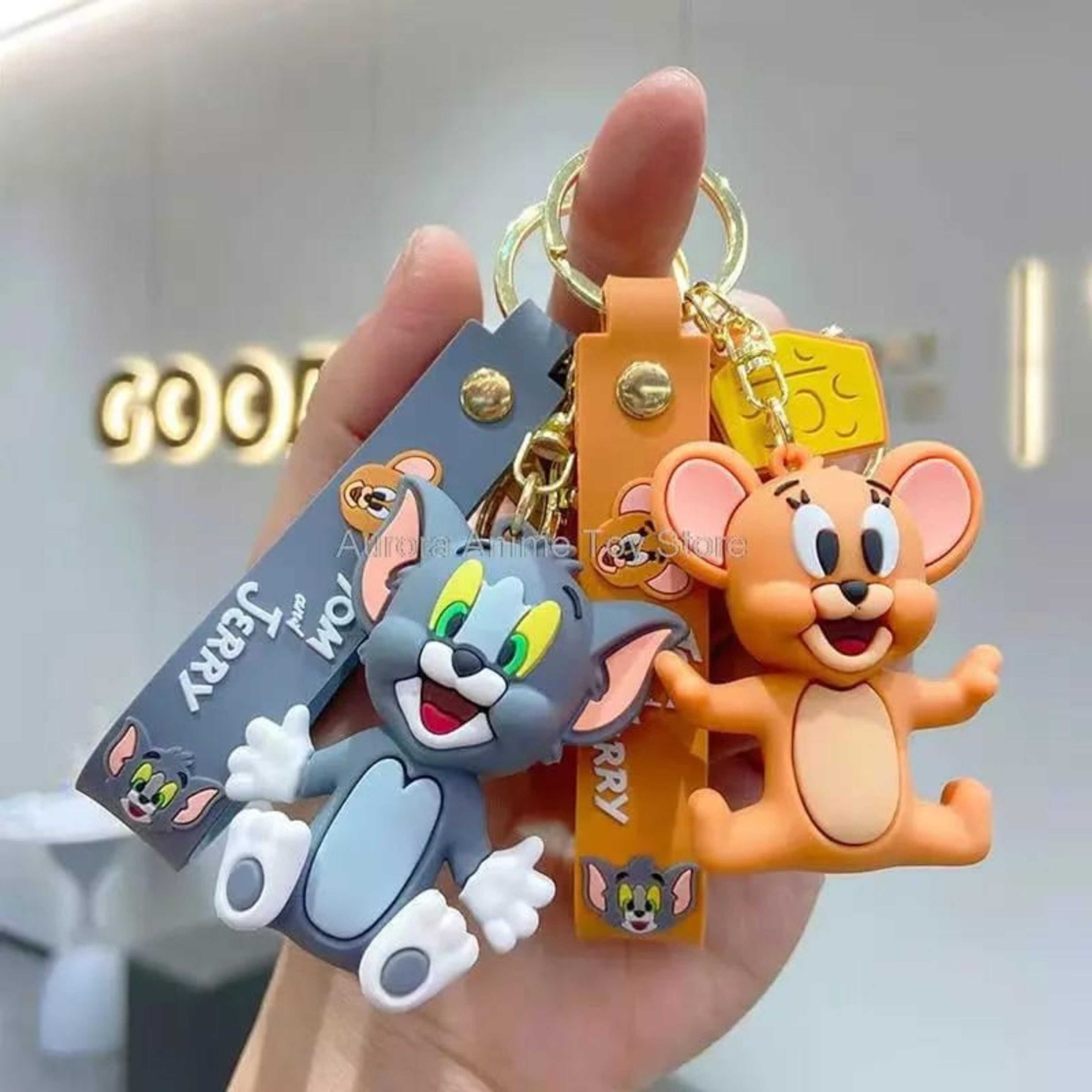Tom and Jerry (Pack of 2 )Cartoon Anime Figure PVC Doll Keychain Bag Keyring Ornament Accessories Children's Toys Birthday Gifts