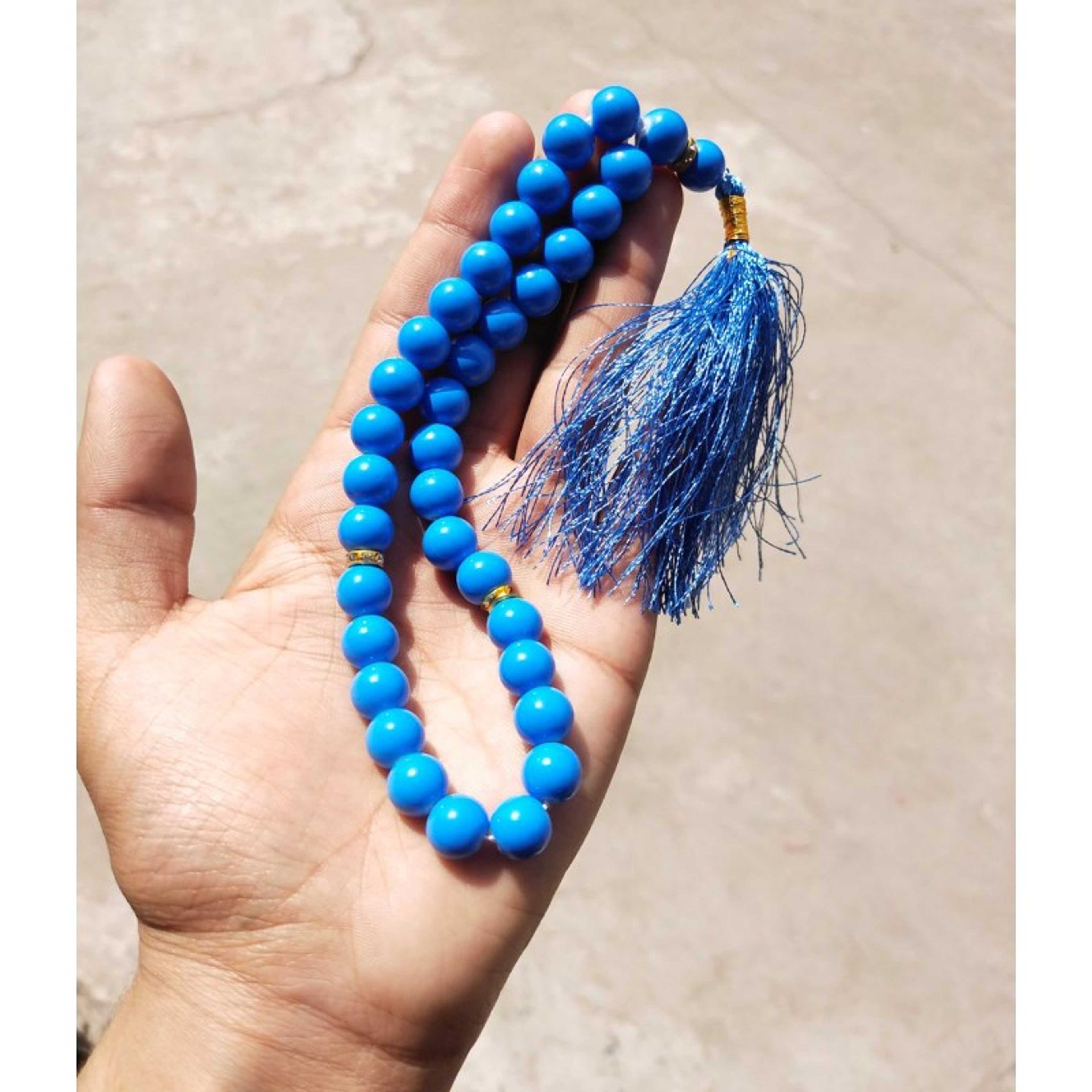 Firoza Look Stone 33 8mm Beads Tasbeeh Zikr Tasbih Blue Colour ( Al badar store)