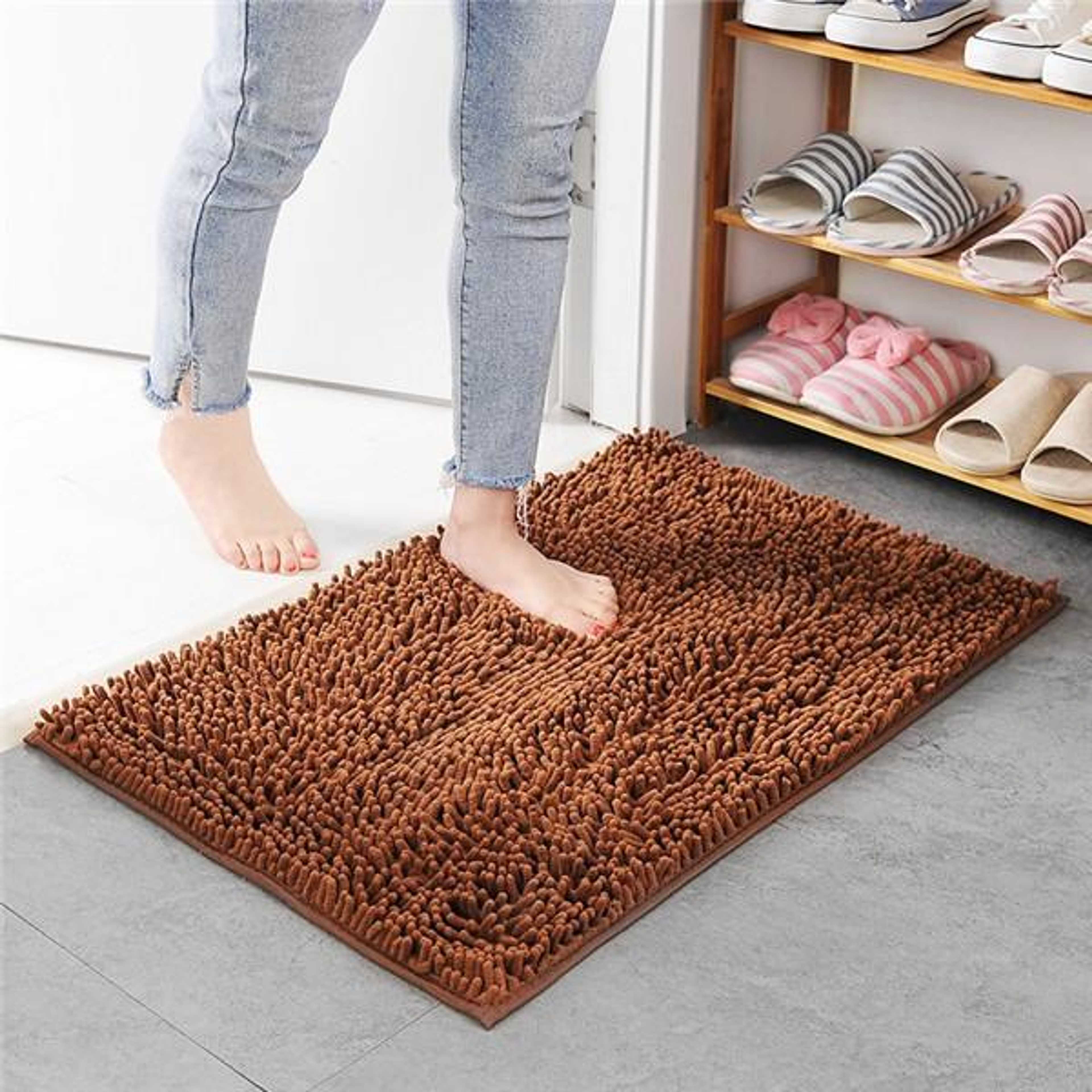 Al Ferash Thick Microfiber Shaggy Door Mat Room Mat / Bathroom Chenille Rug / Absorbent Bathtub Mat