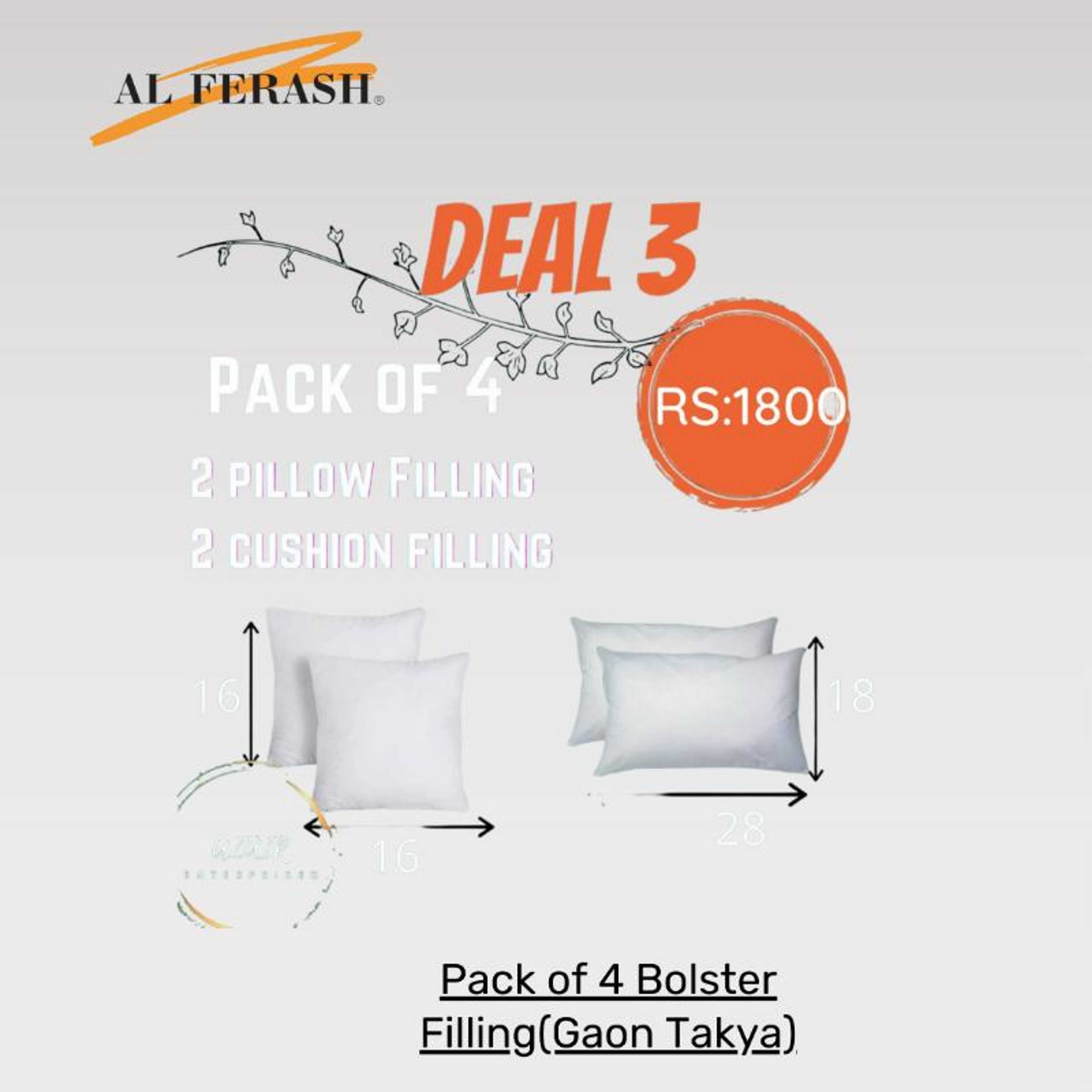 Deal Of Pack Of 4, 2 Pillow Filling(18x28) and 2 Cushion Filling(16x16)