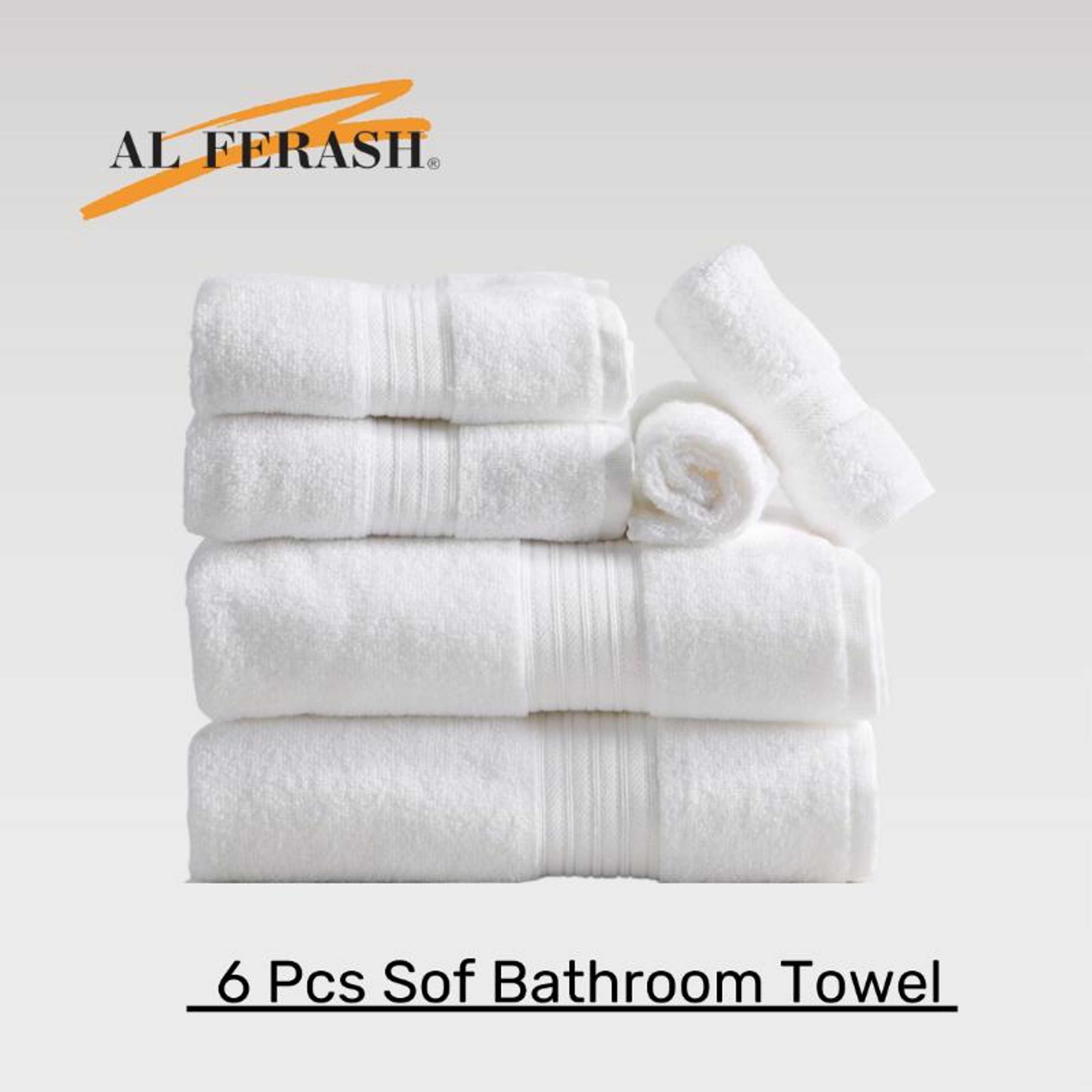 Al Ferash Hotel & Spa Quality 6 Pcs Absorbent & Soft Decorative Bathroom & Kitchen Towel Set