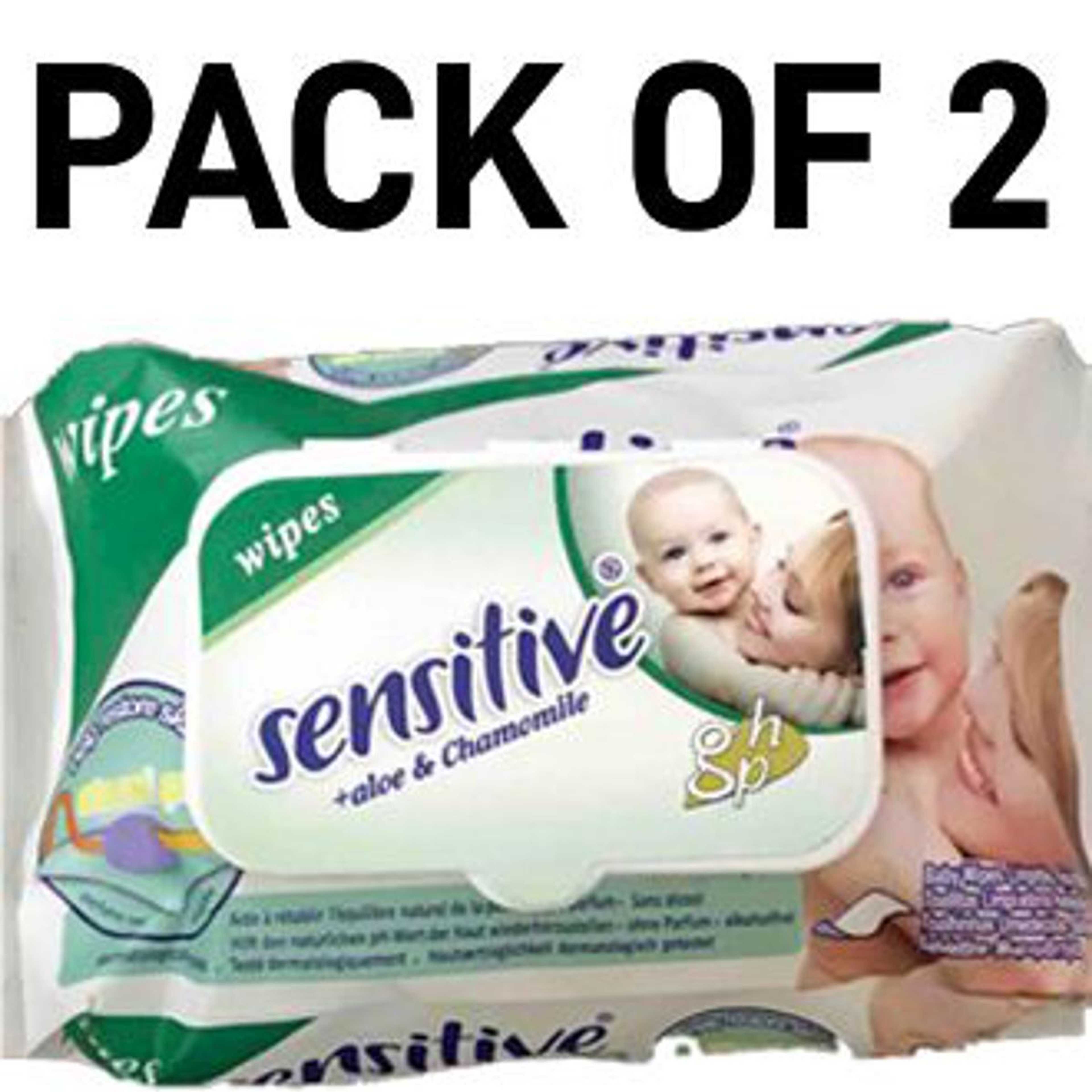 Pack Of  2 Baby Wipes Sensitive Baby Cotton Wipes With Flip Top (Lid/Cap) - 90 Sheets (Honestly In Market Everyone Say It Has 90Sheets But It Is Not Written Anywhere In Packet.)