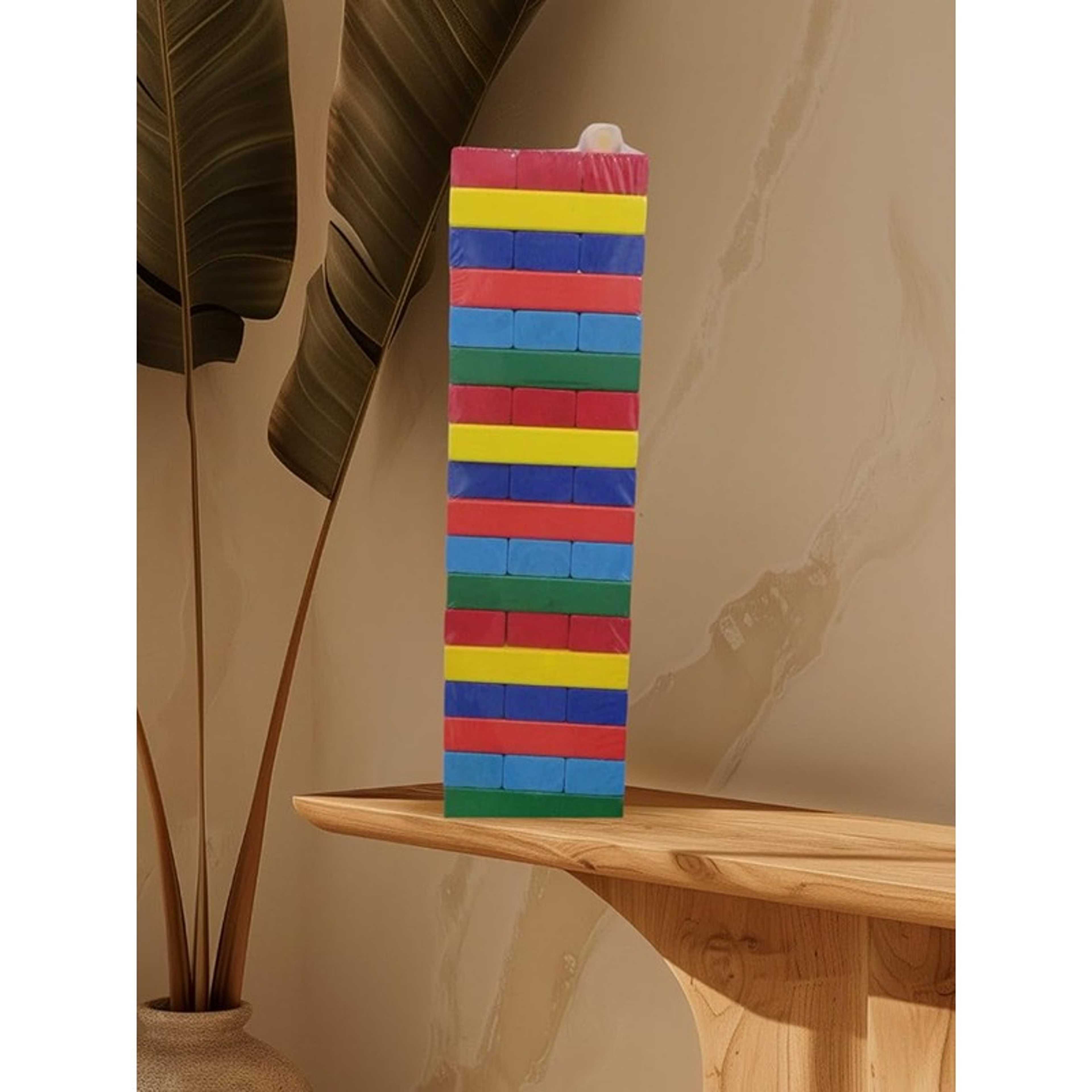 FWM Wooden Tumbling Tower Blocks, 54 Pieces, Multicolour - Product Main Image