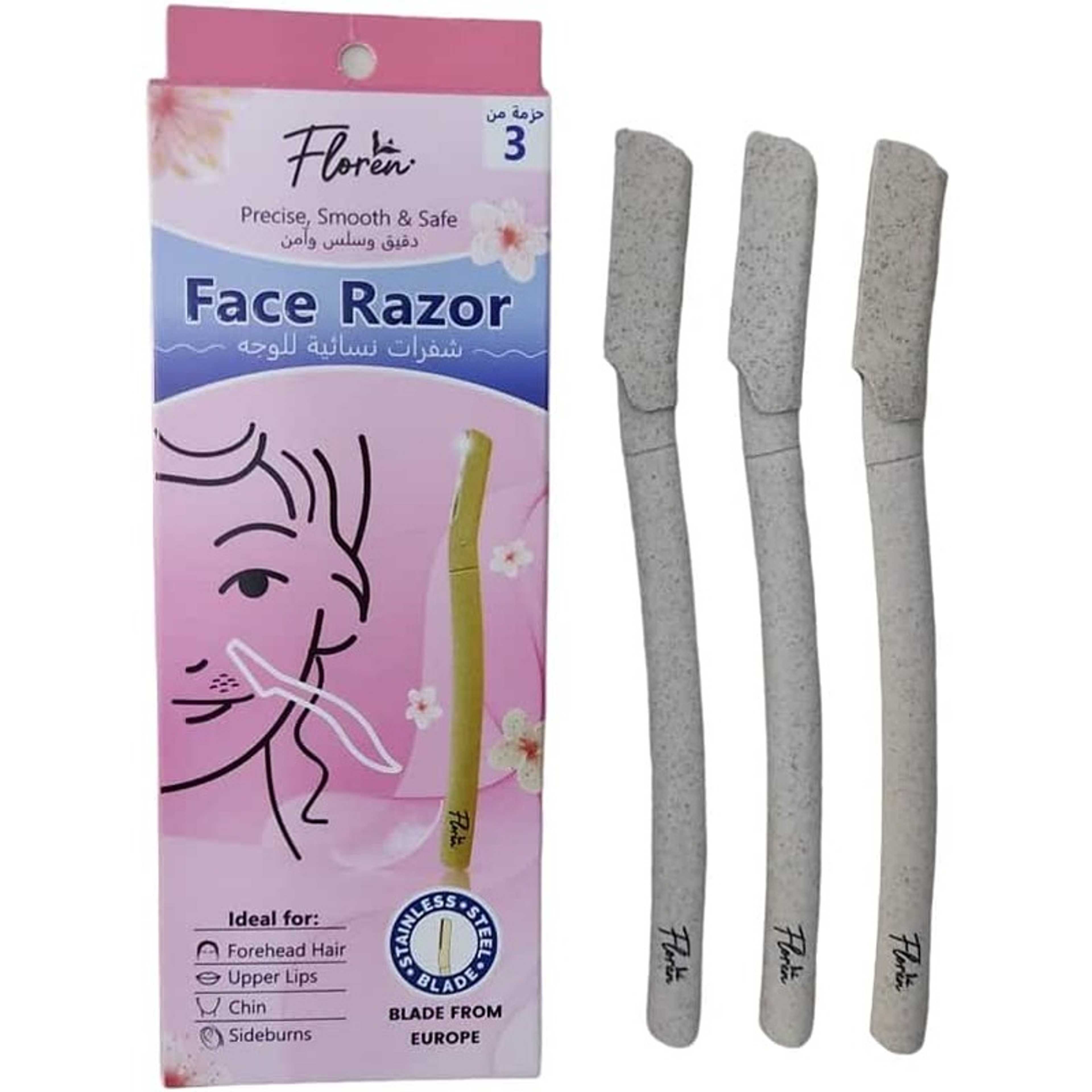 Floren Women Face Razor Europe Blade Pack of 3 Razors Precise Smooth and Safe Blades - Product Main Image