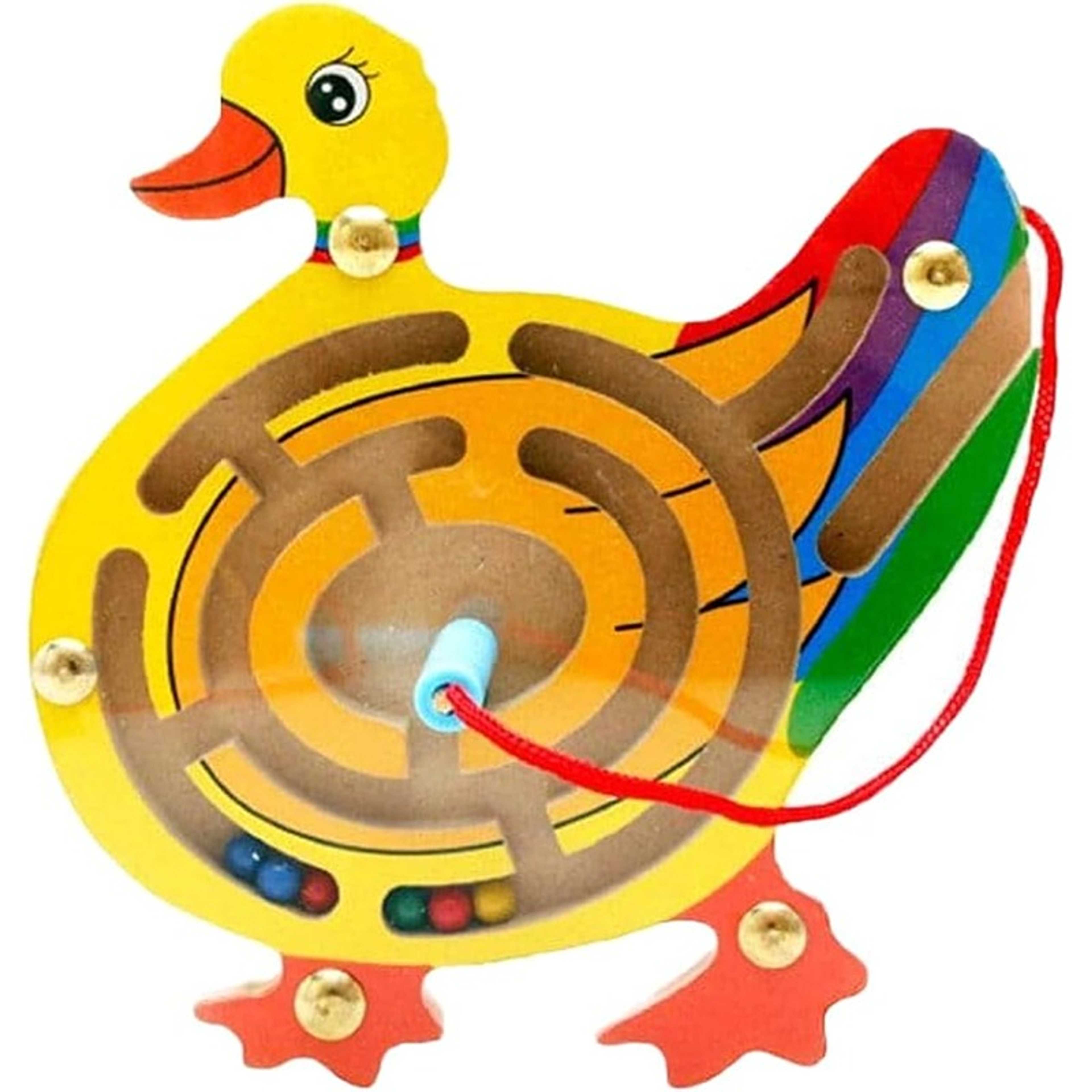 Beads Slot Pen Labyrinth Board Maze Game toy children kids Educational Brain Teaser Toy Gift -Duck Random Design - Product Main Image