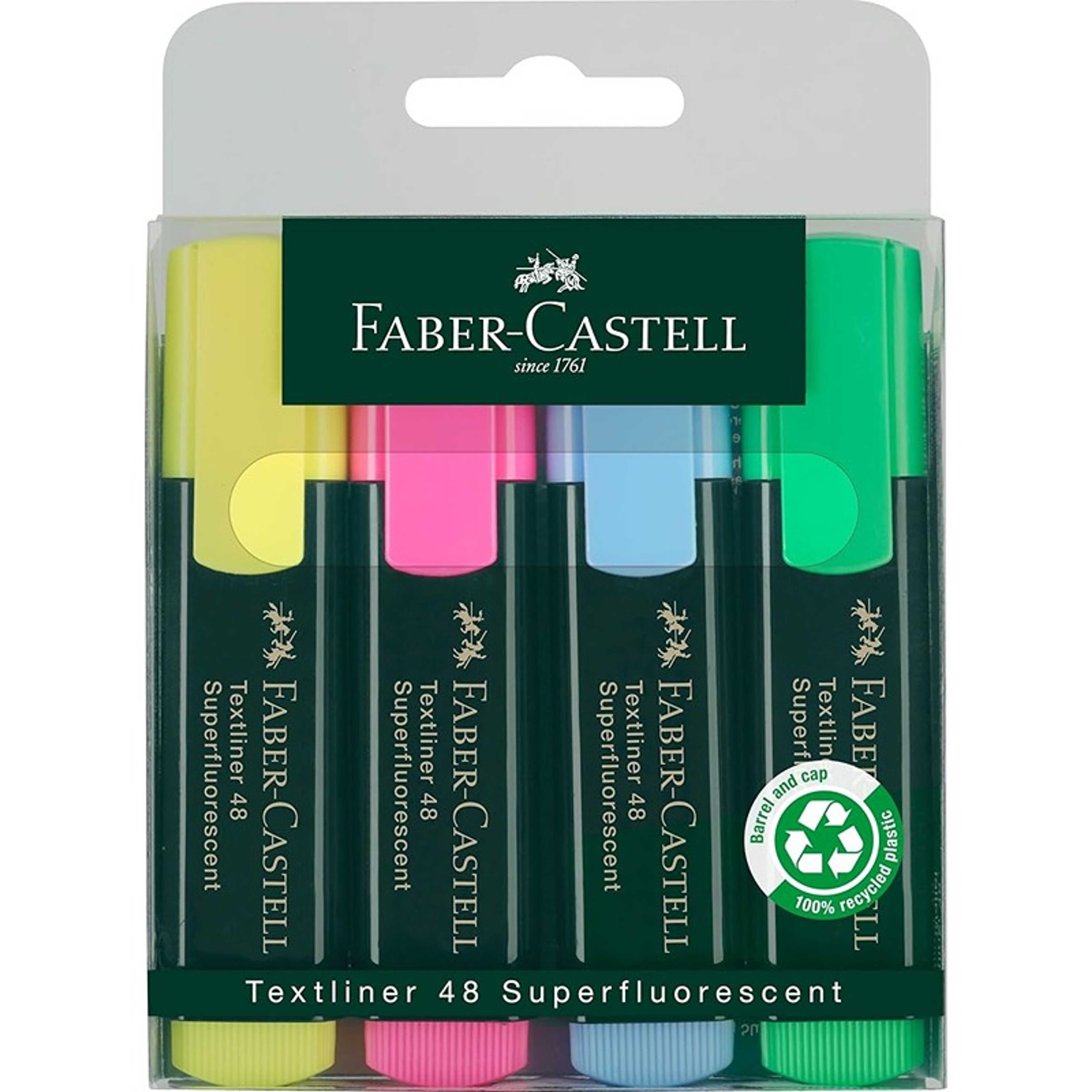 Faber-Castell 1548 Textliner Refillable Highlighter, Assorted - Set Of 4, F154804 - Product Main Image