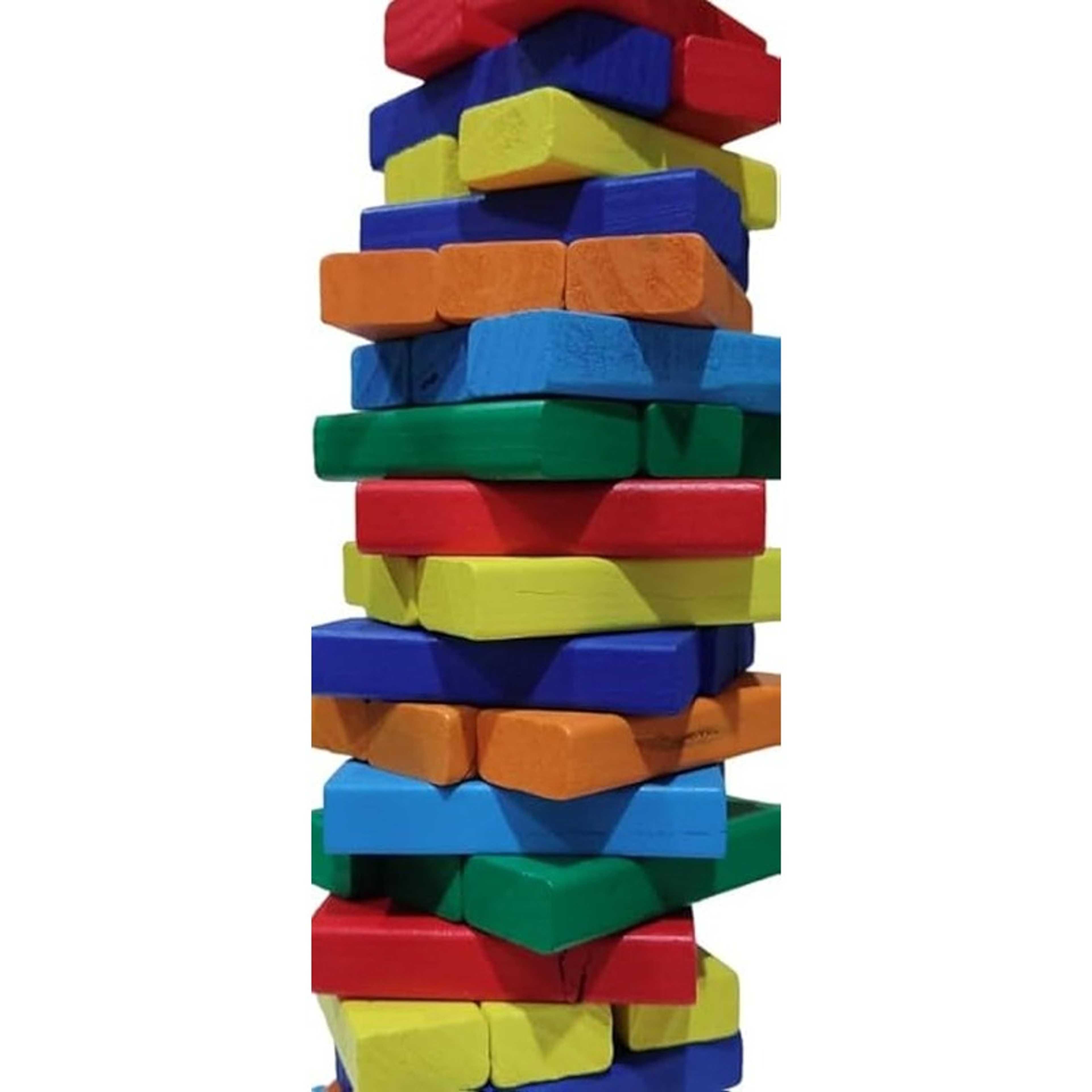 Wooden Blocks 54 Pcs Wooden Tumbling Tower Blocks Family Game and Children Educational toy (color) - Product Main Image