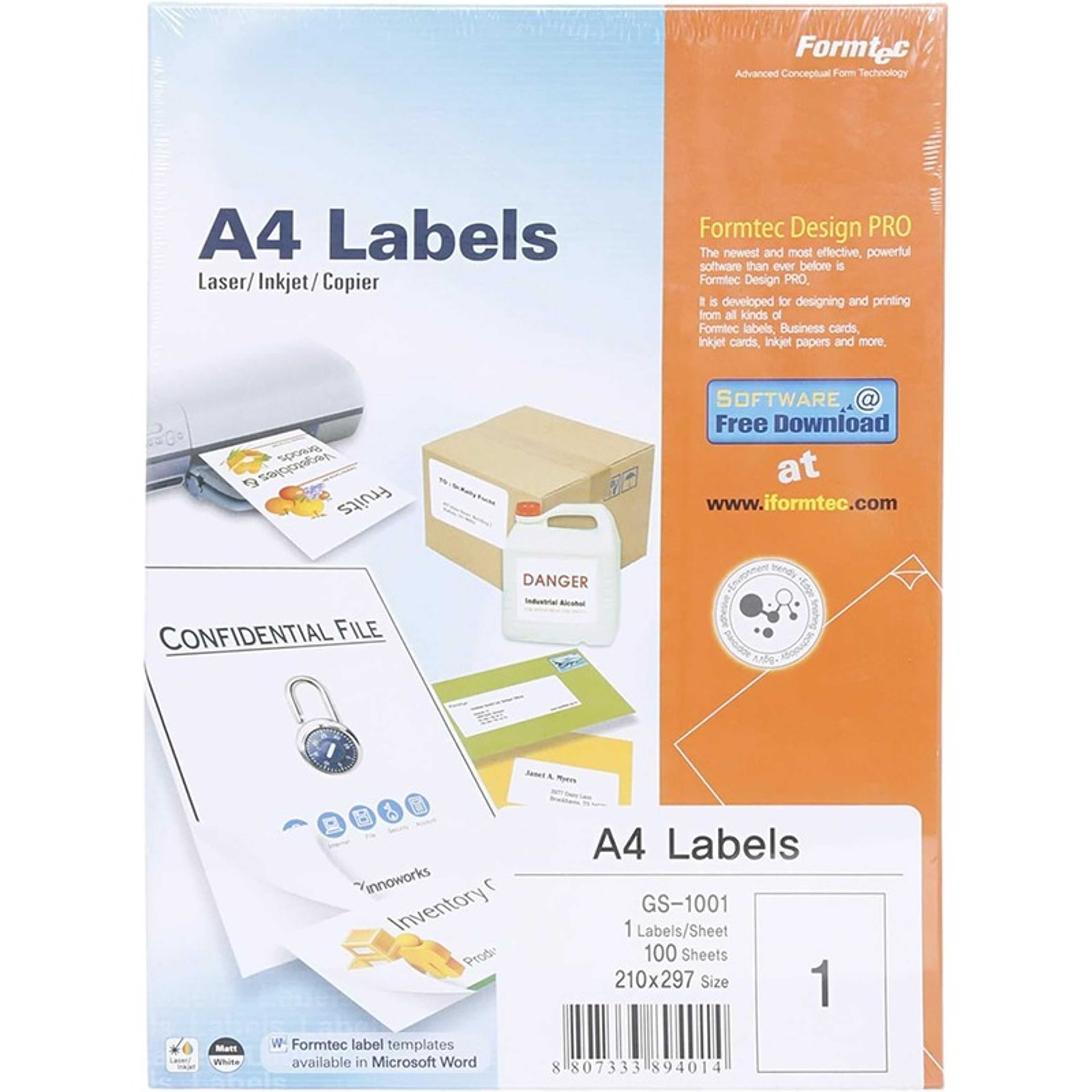 Formtec Label, 100/A4 - Product Main Image