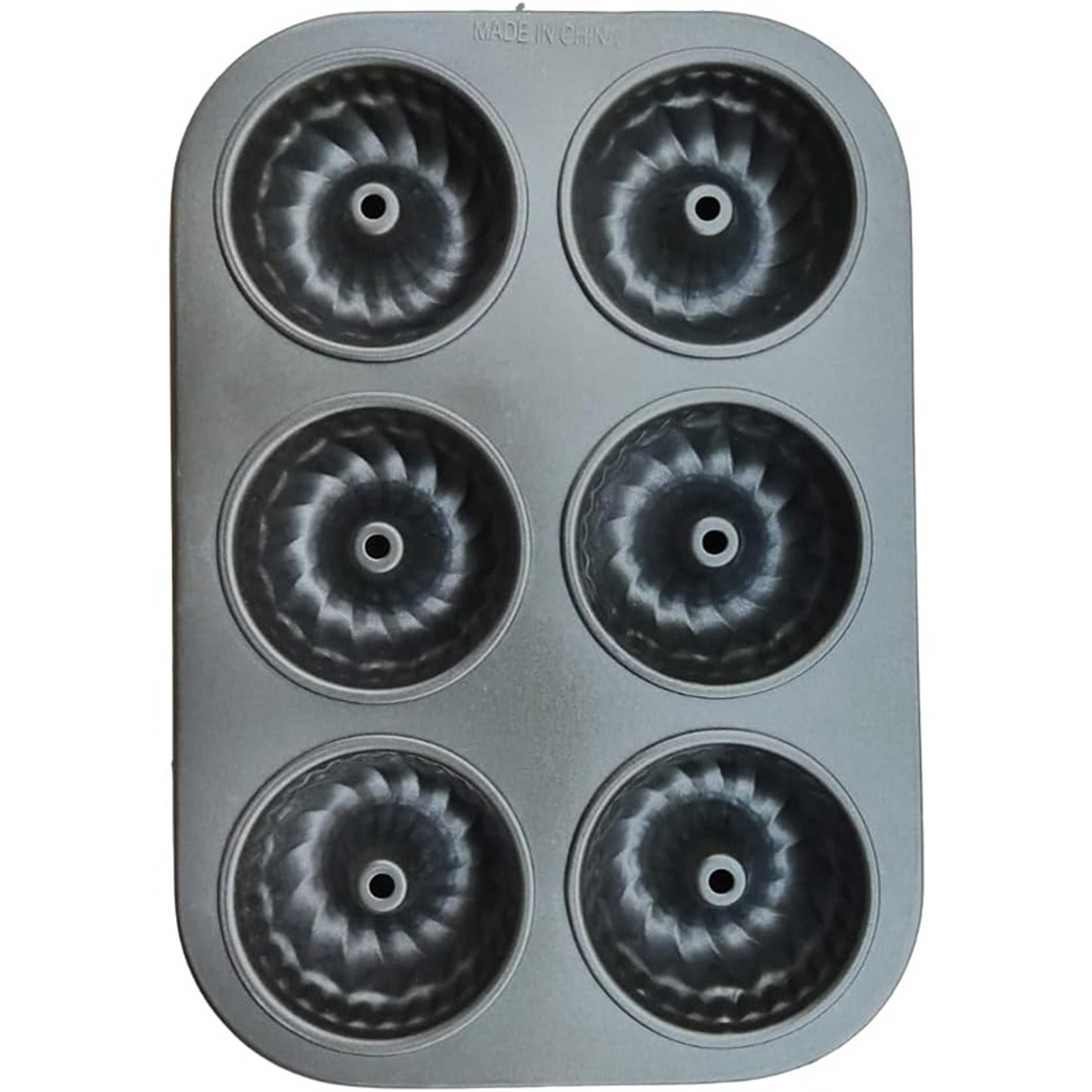 Cupcake Baking Best Quality Pan 6 Cup Non-Stick Muffin Tray Grey Cake Pan (BOTTOM HOLE DESIGN) - Product Main Image