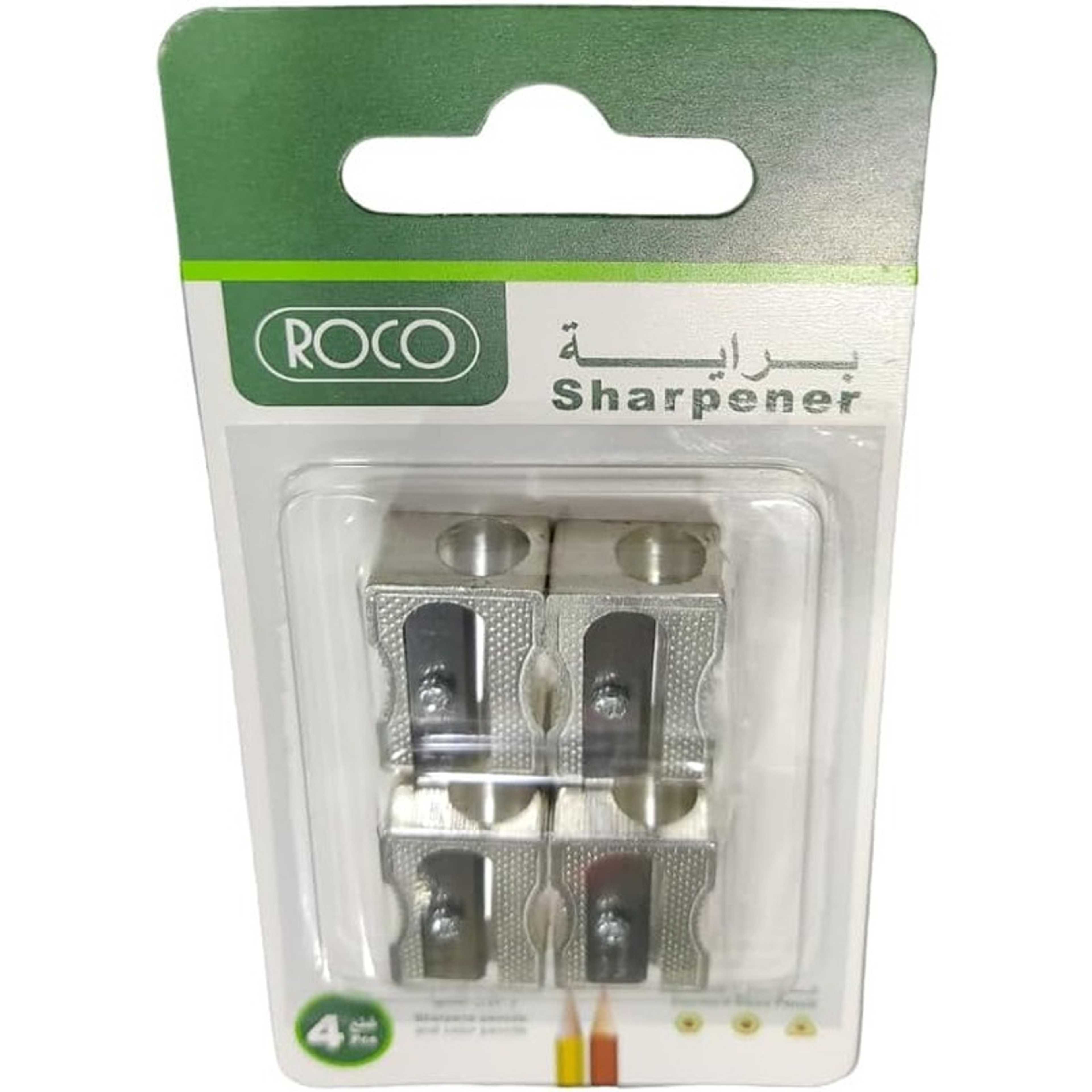 Roco New SHARPENER PACK OF 4 FOR PENCILS AND COLOR PENCILS STANDARD SIZED PENCIL 6-8MM DIAMETER… - Product Main Image