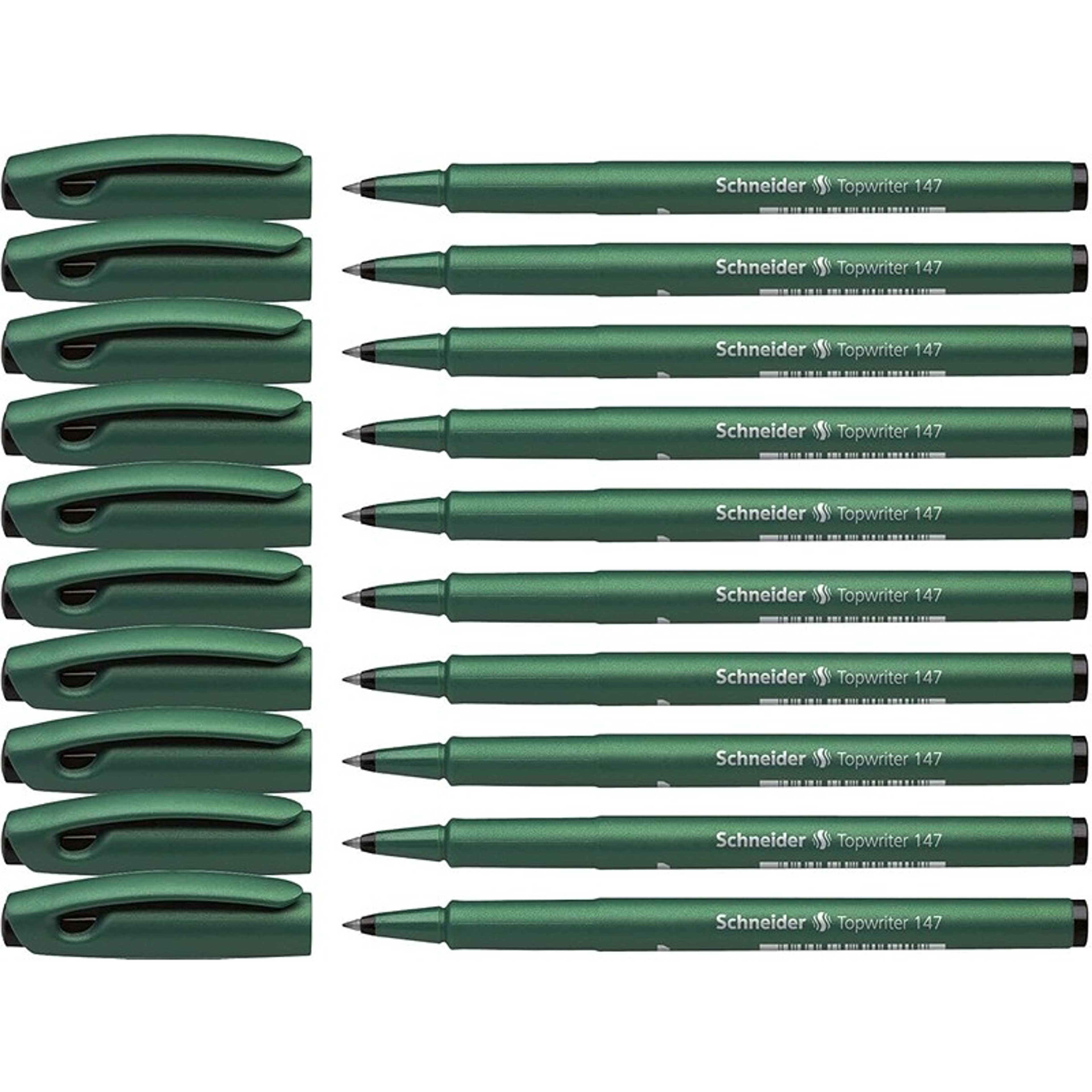 Schneider 1471 Topwriter 147 Fibre-Tip Pen (Hard Fibre Tip, Line Width 0.6 mm) Pack of 10 Black - Product Main Image