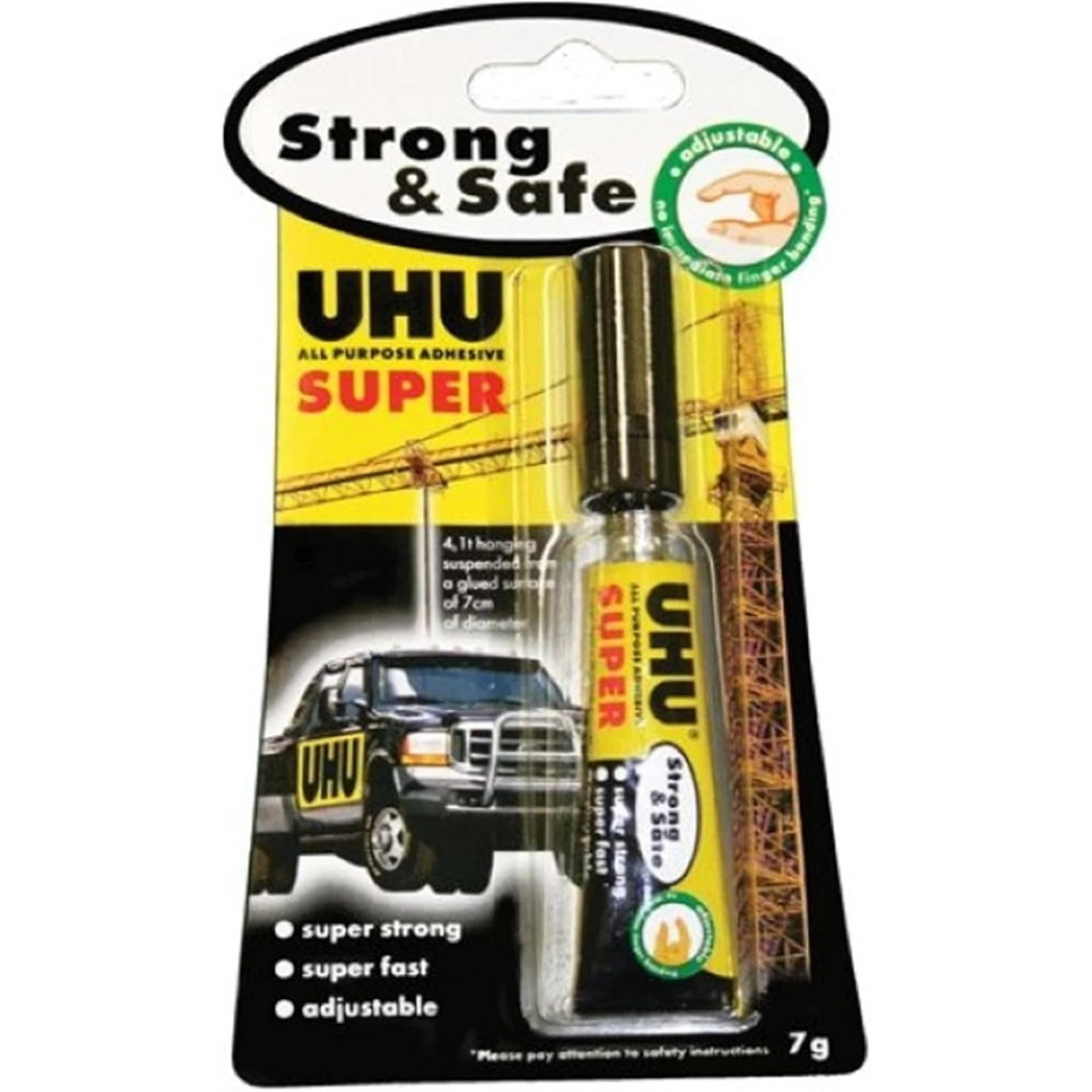 Uhu All Purpose Super Strong And Safe, Fast Glue - Without Sticking Your Fingers Immediately. 7G, Tube, Transparent - Product Main Image