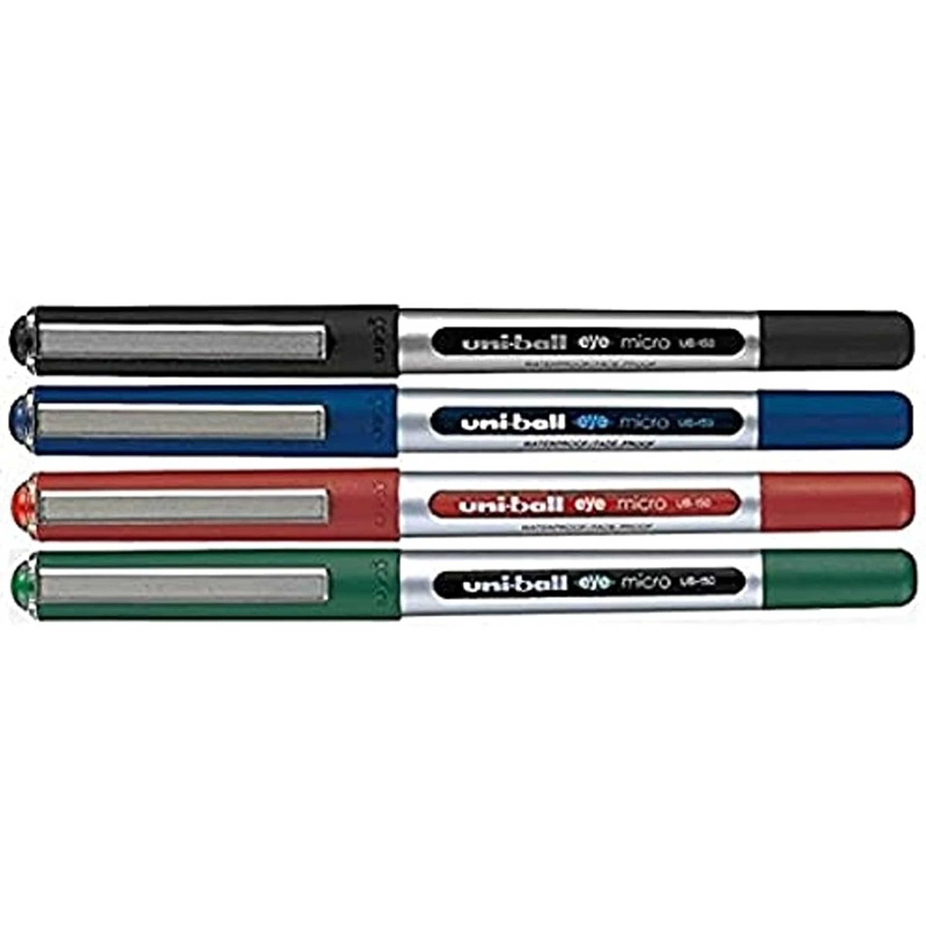 Uni-ball Ub-150 Liquid Ink Rollerball Pen - Fine 0.5Mm Tip - Black, Blue, Green, Red - Pack Of 4 - Product Main Image