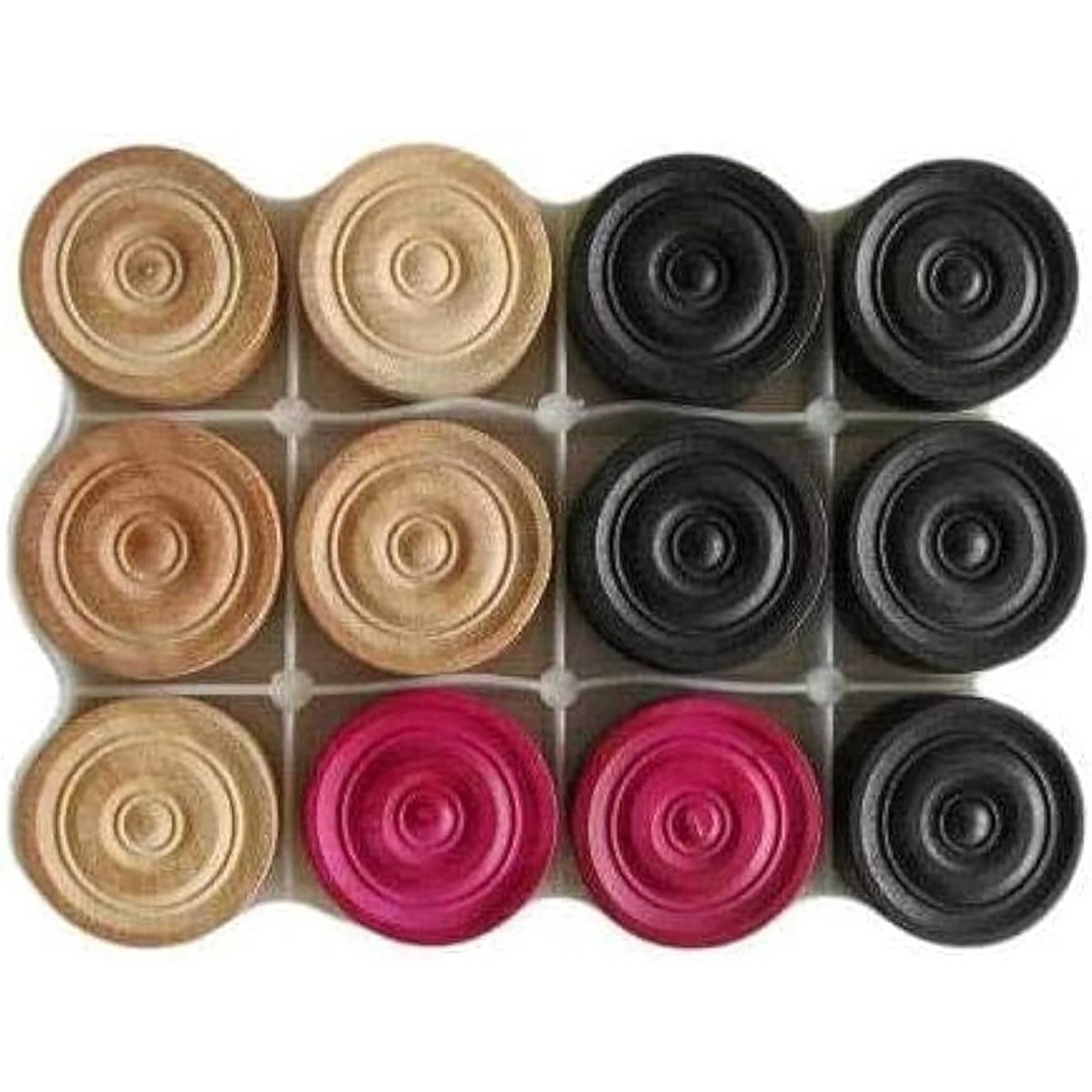 Carrom board coins best quality with best quality striker 11Pcs white coins 11Pcs black coins and 2 Pcs red coins 1 Pc striker - Product Main Image