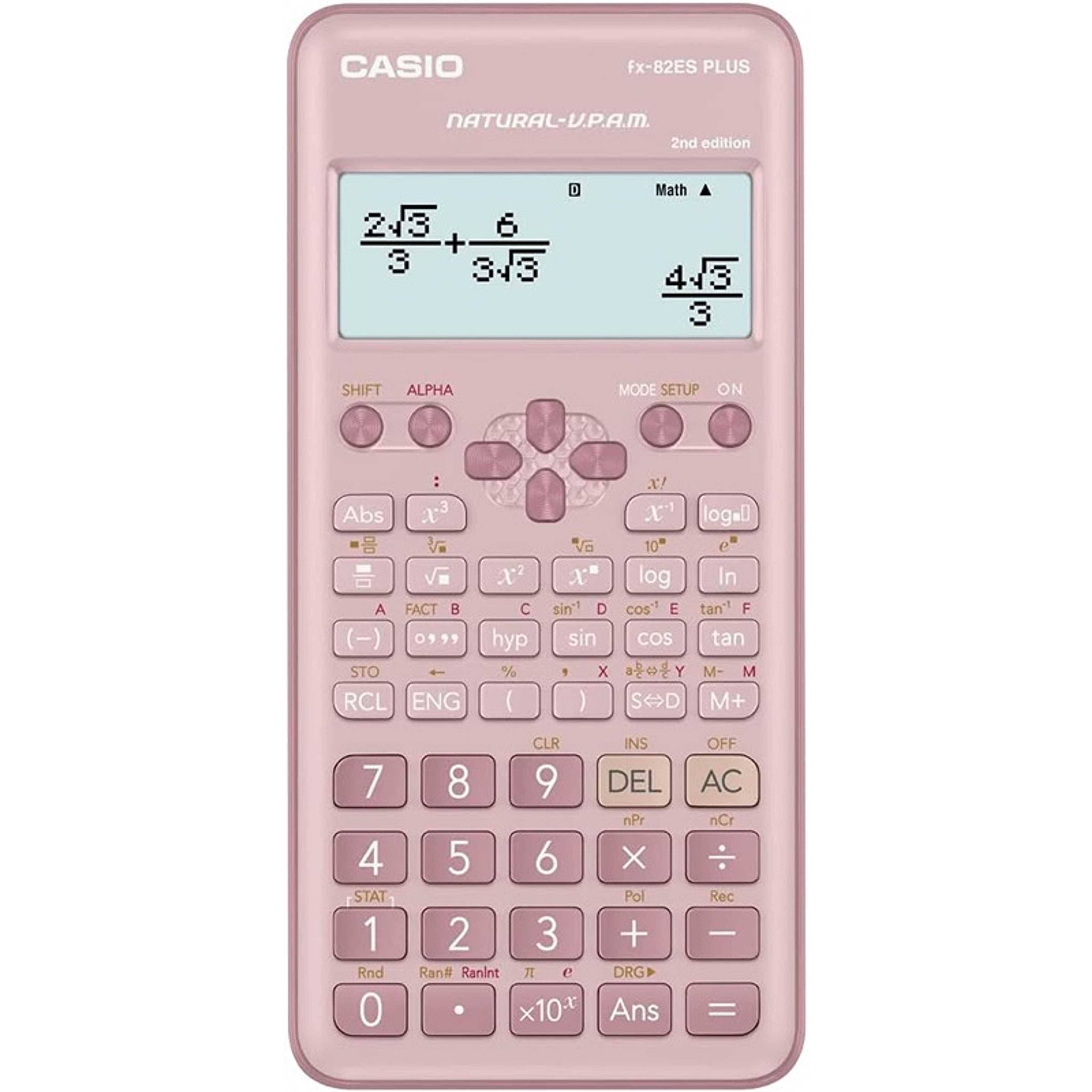 Casio Standard Scientific Calculator PINK - Non Programmable 10 + 2 digits 252 Functions - FX-82ESPLUS-2PKWDT - Product Main Image