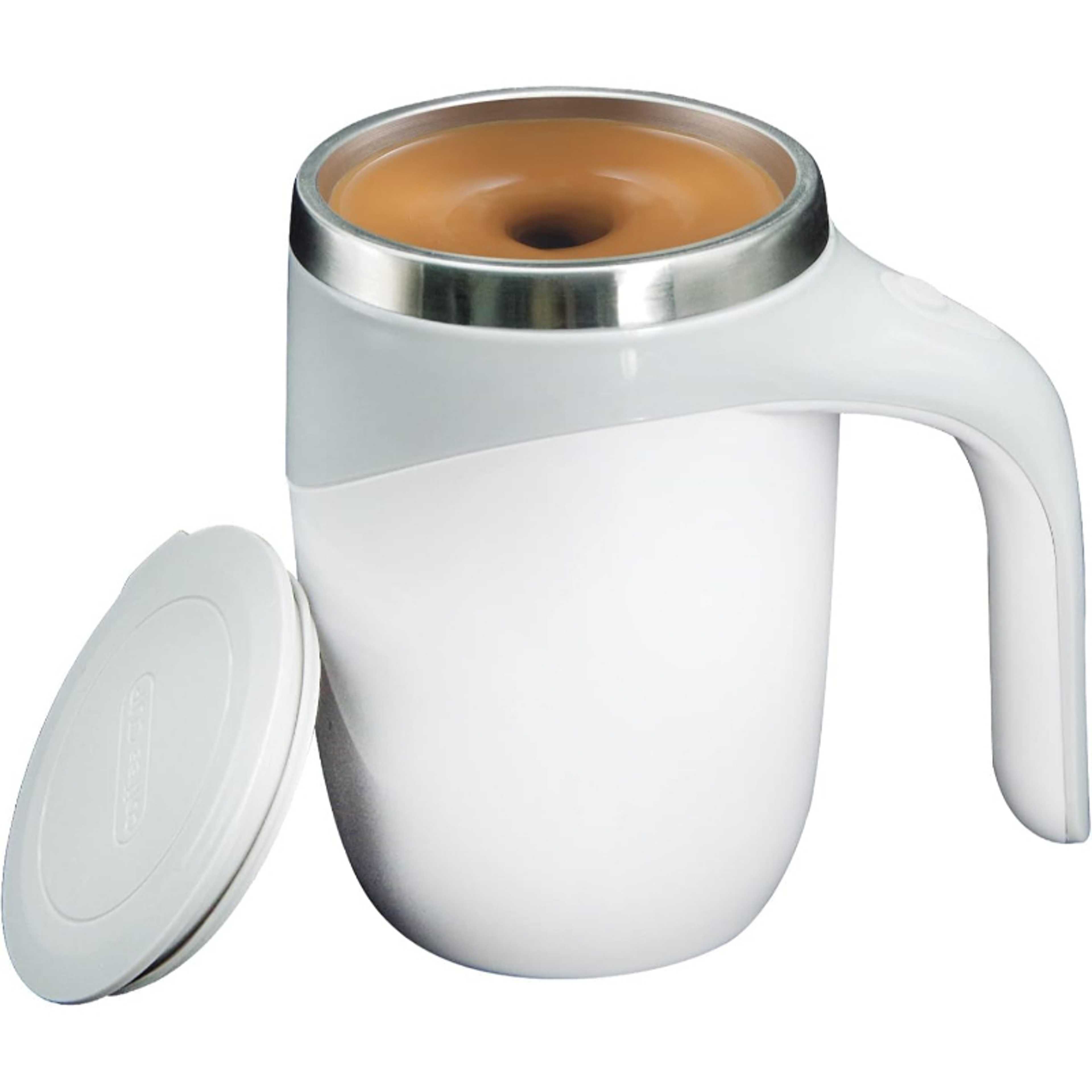 Biki Automatic Magnetic Stirring 350ml AAA 1.5V Battery Operated Tea/Coffee Mug, Travel Chai Mug, Self-Stirring Tea Cup, Tea Mug, Automatic mixing cup Off White/Gray Color (Batteries Not Included) - Product Main Image