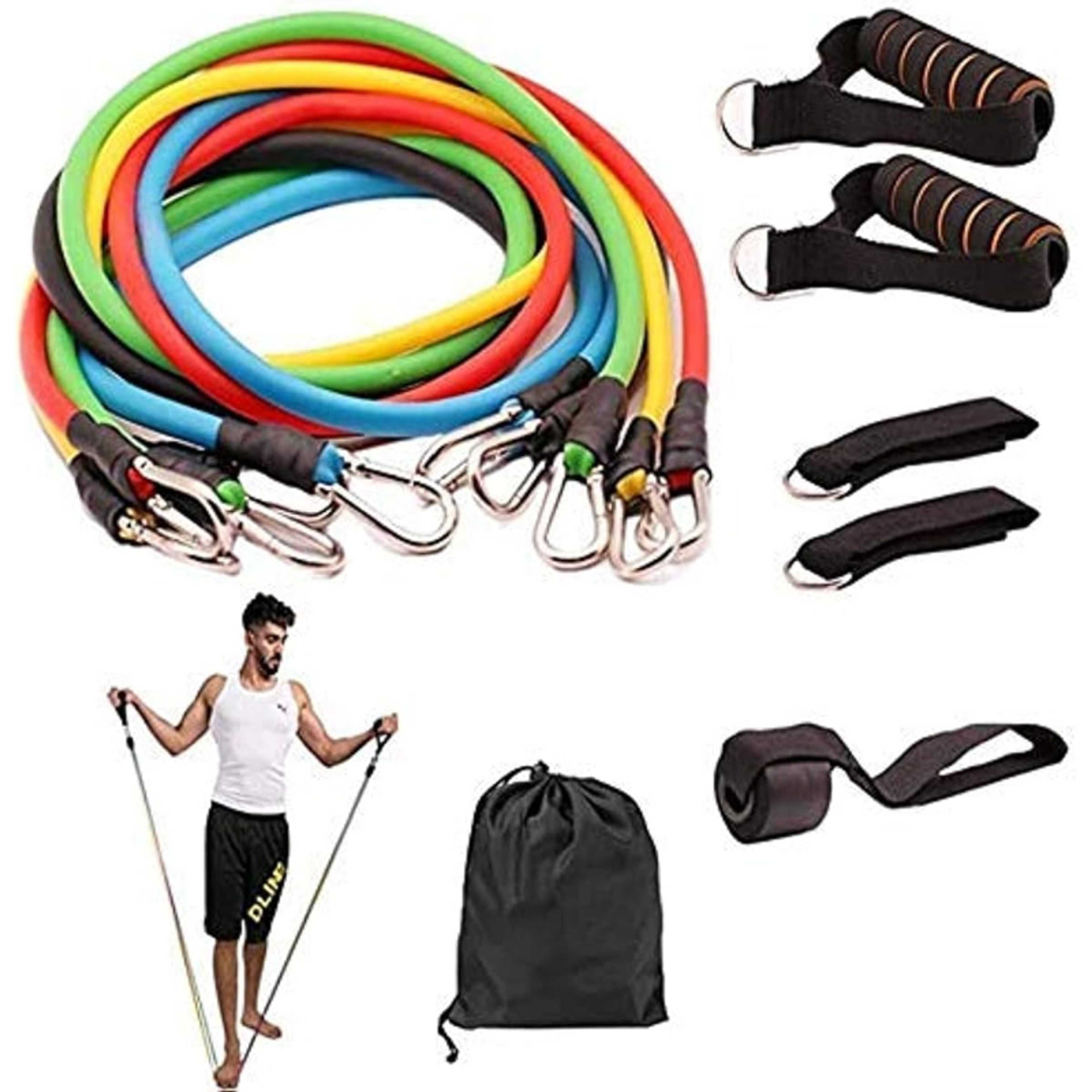 Resistance Bands Set 11 Pieces with Exercise Tube Bands, Resistance Loop Band, Core Sliders, Door anchor, ankle Straps For Resistance Training, Home Workouts, Physical Therapy, Strengthening Muscle - Product Main Image